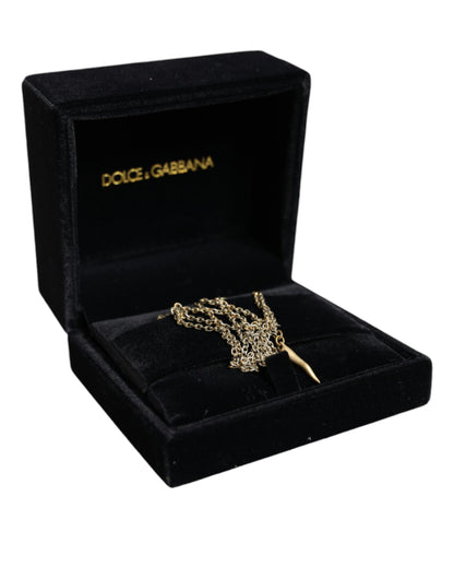 Dolce &amp; Gabbana Gold Tone Brass Chain Cross Pendant Jewelry Necklace