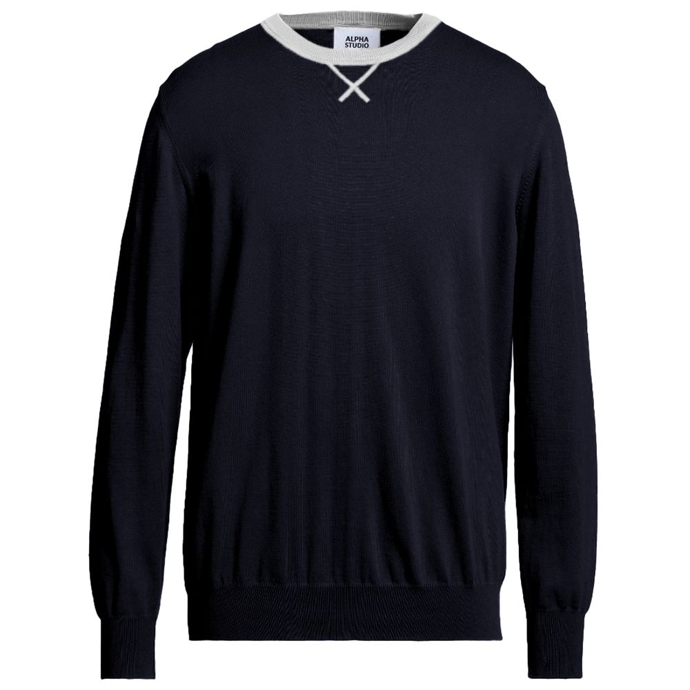 Alpha Studio Blue Wool Sweater