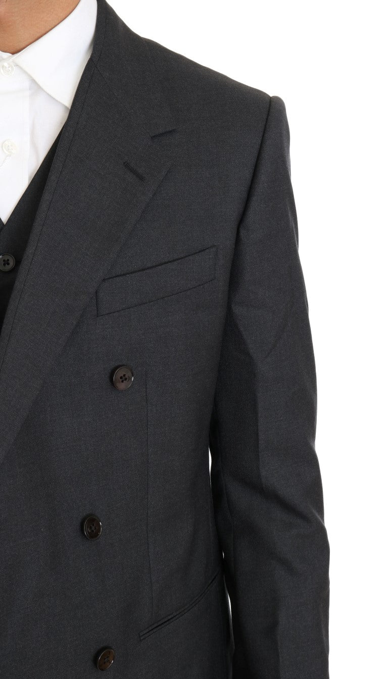 Dolce &amp; Gabbana Elegant Gray Double Breasted Wool Silk Suit