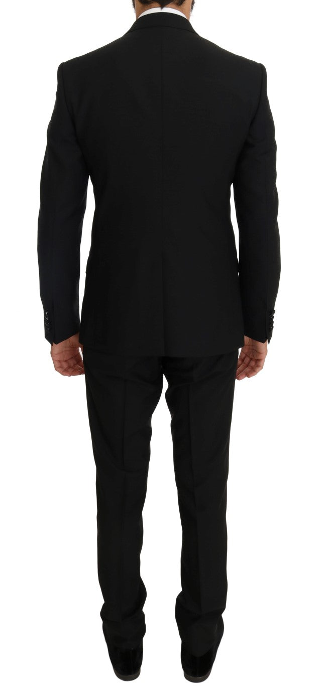 Dolce &amp; Gabbana Elegant Black Three-Piece Suit with Saxophone Embroidery