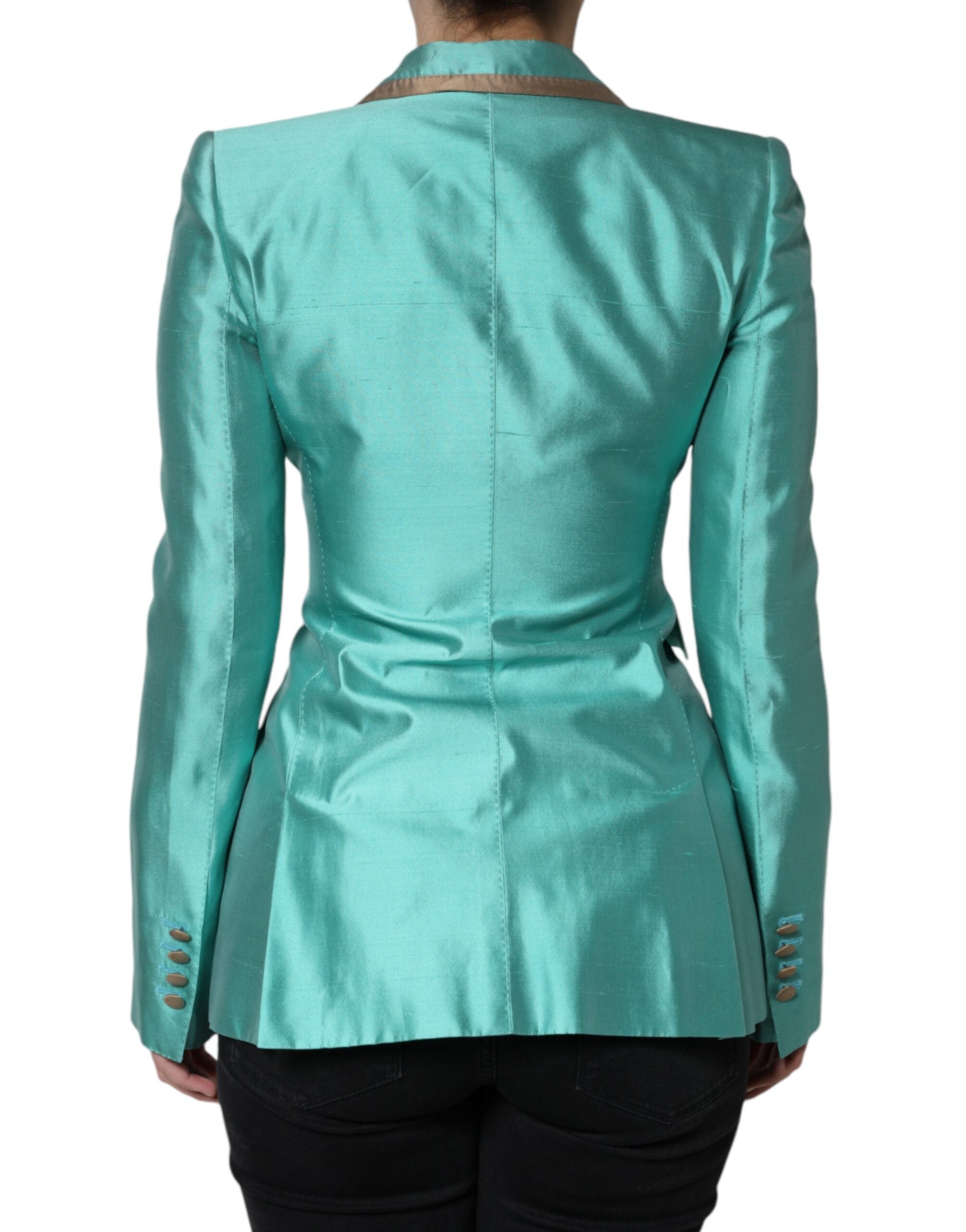 Dolce &amp; Gabbana Metallic Green Single Breasted Blazer Jacket