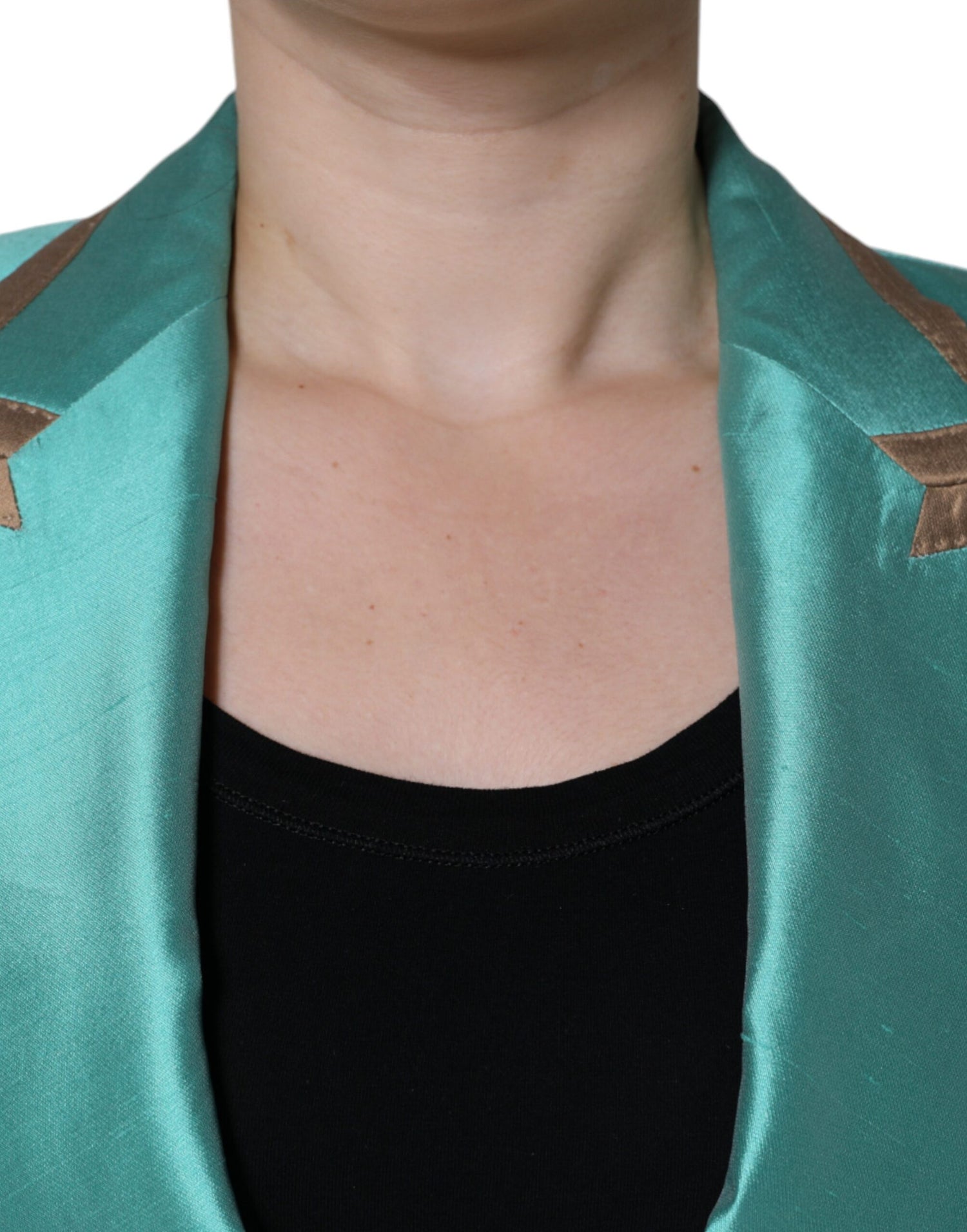 Dolce &amp; Gabbana Metallic Green Single Breasted Blazer Jacket