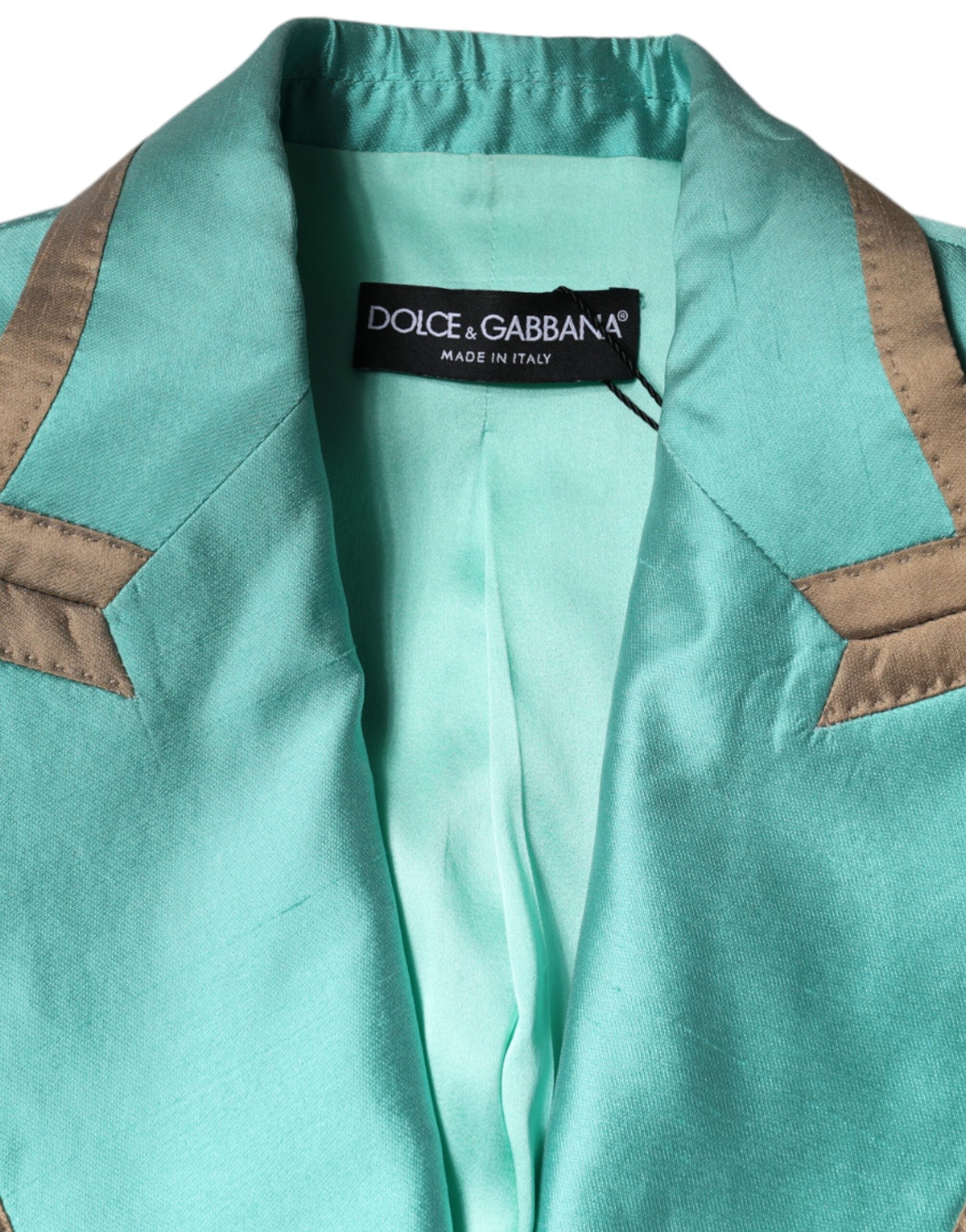 Dolce &amp; Gabbana Metallic Green Single Breasted Blazer Jacket