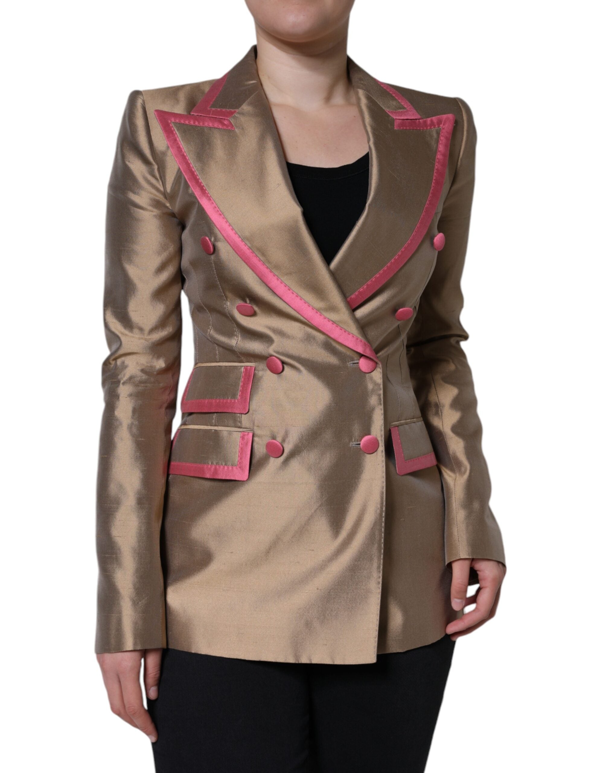 Dolce &amp; Gabbana Metallic Brown Double Breasted Blazer Jacket