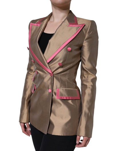 Dolce &amp; Gabbana Metallic Brown Double Breasted Blazer Jacket