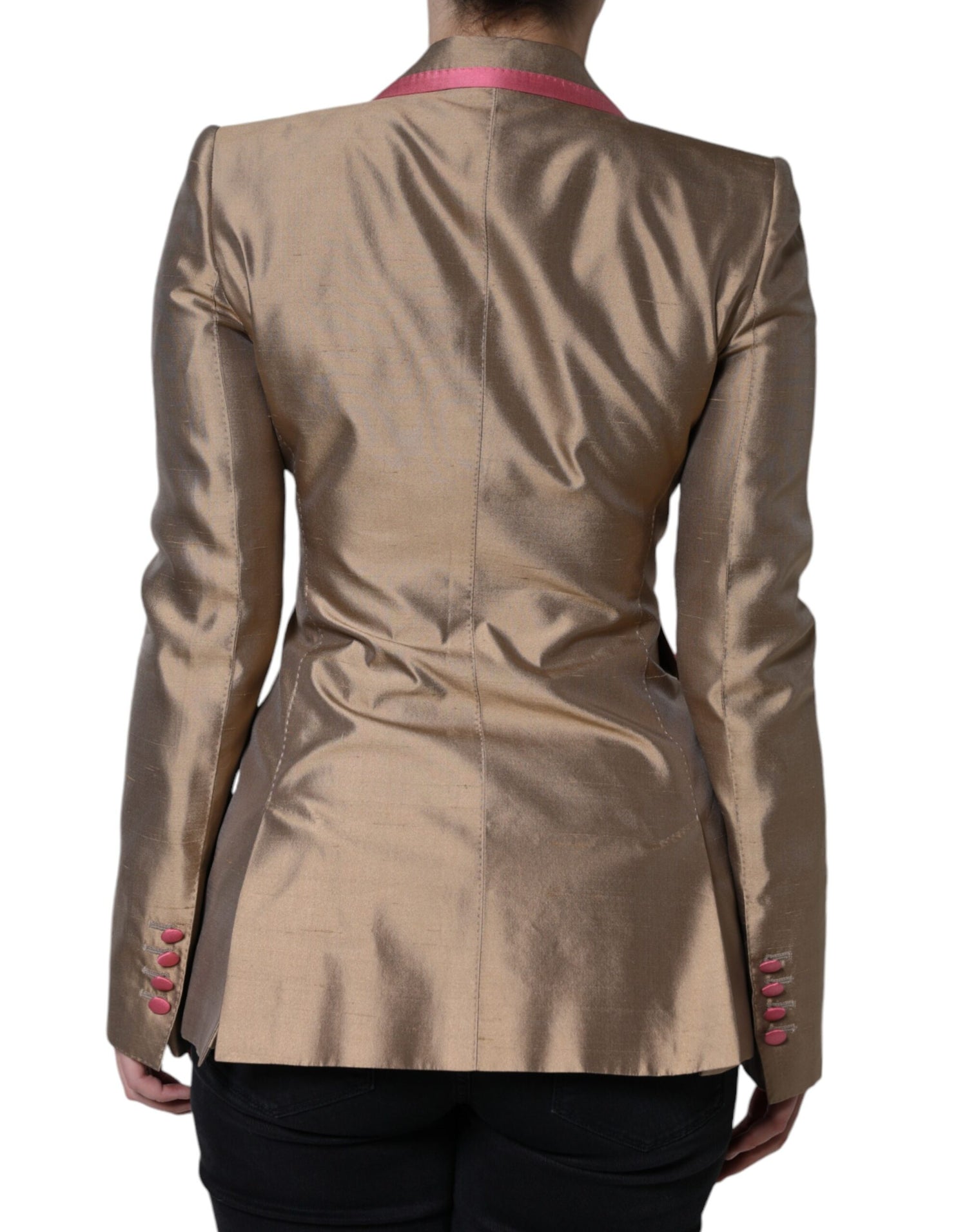 Dolce &amp; Gabbana Metallic Brown Double Breasted Blazer Jacket