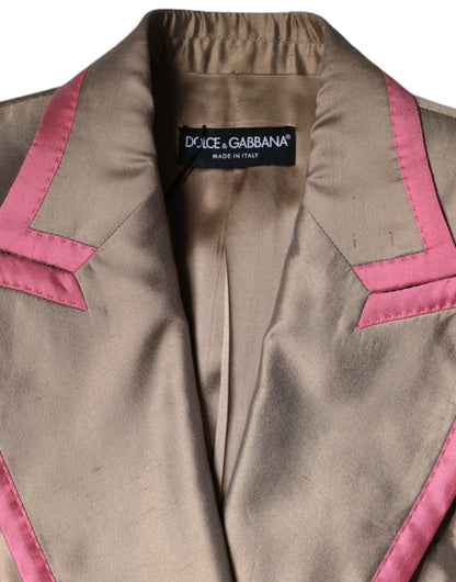 Dolce &amp; Gabbana Metallic Brown Double Breasted Blazer Jacket