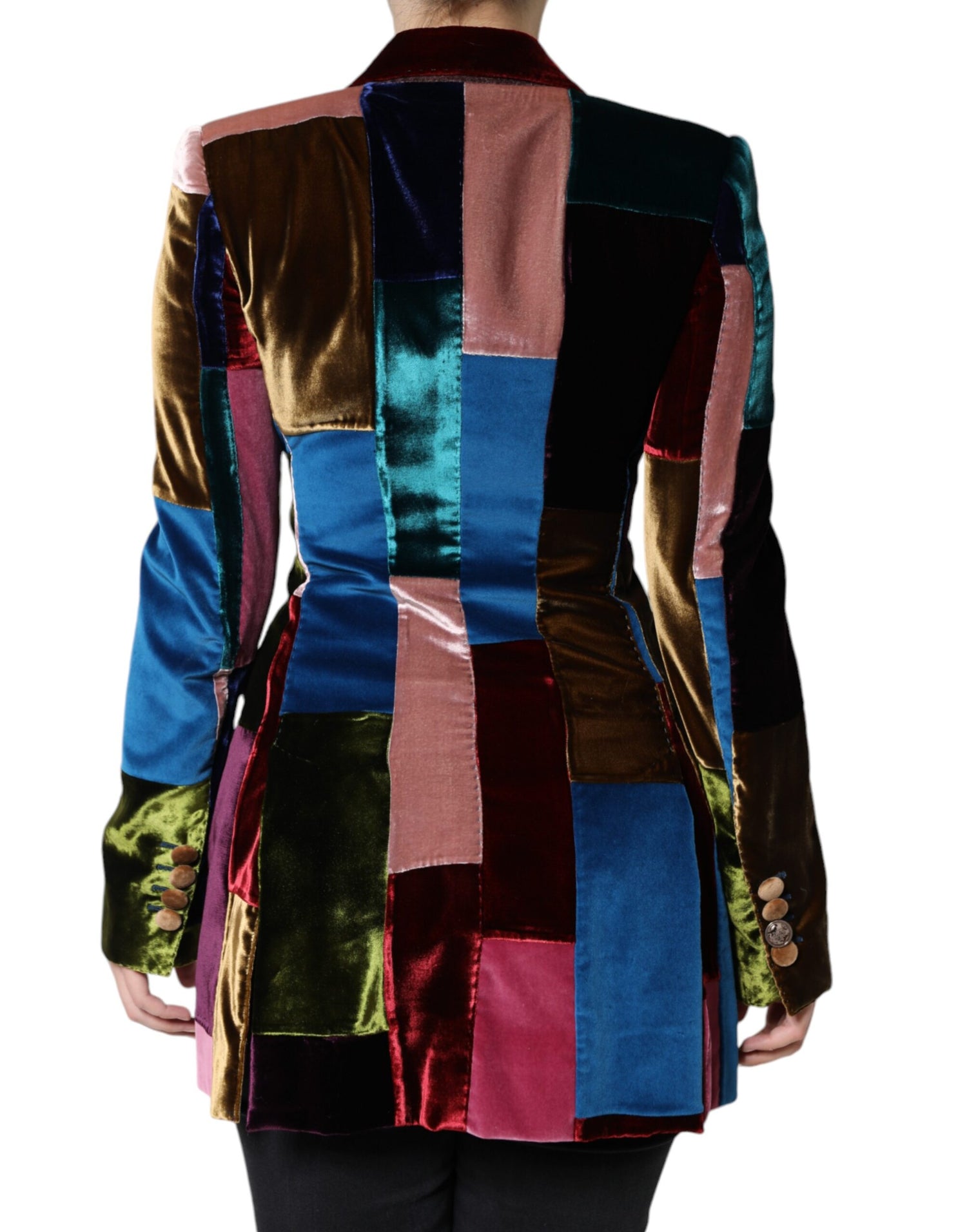 Dolce &amp; Gabbana Multicolor Double Breasted Patchwork Blazer Jacket