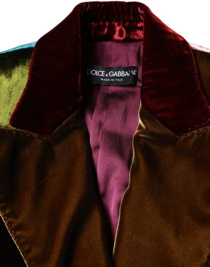 Dolce &amp; Gabbana Multicolor Double Breasted Patchwork Blazer Jacket