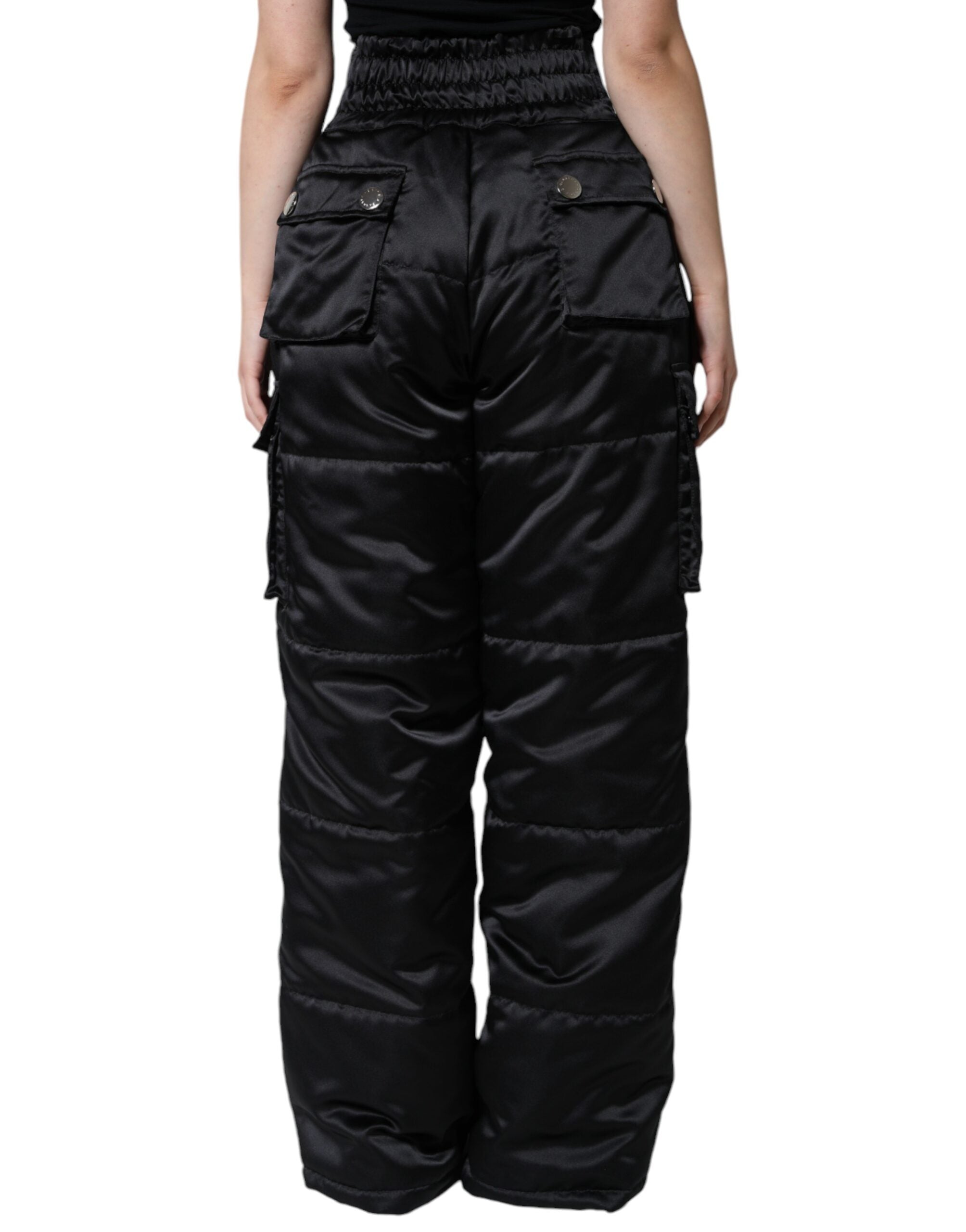 Dolce &amp; Gabbana Black Quilted High Waist Women Boot Cut Pants