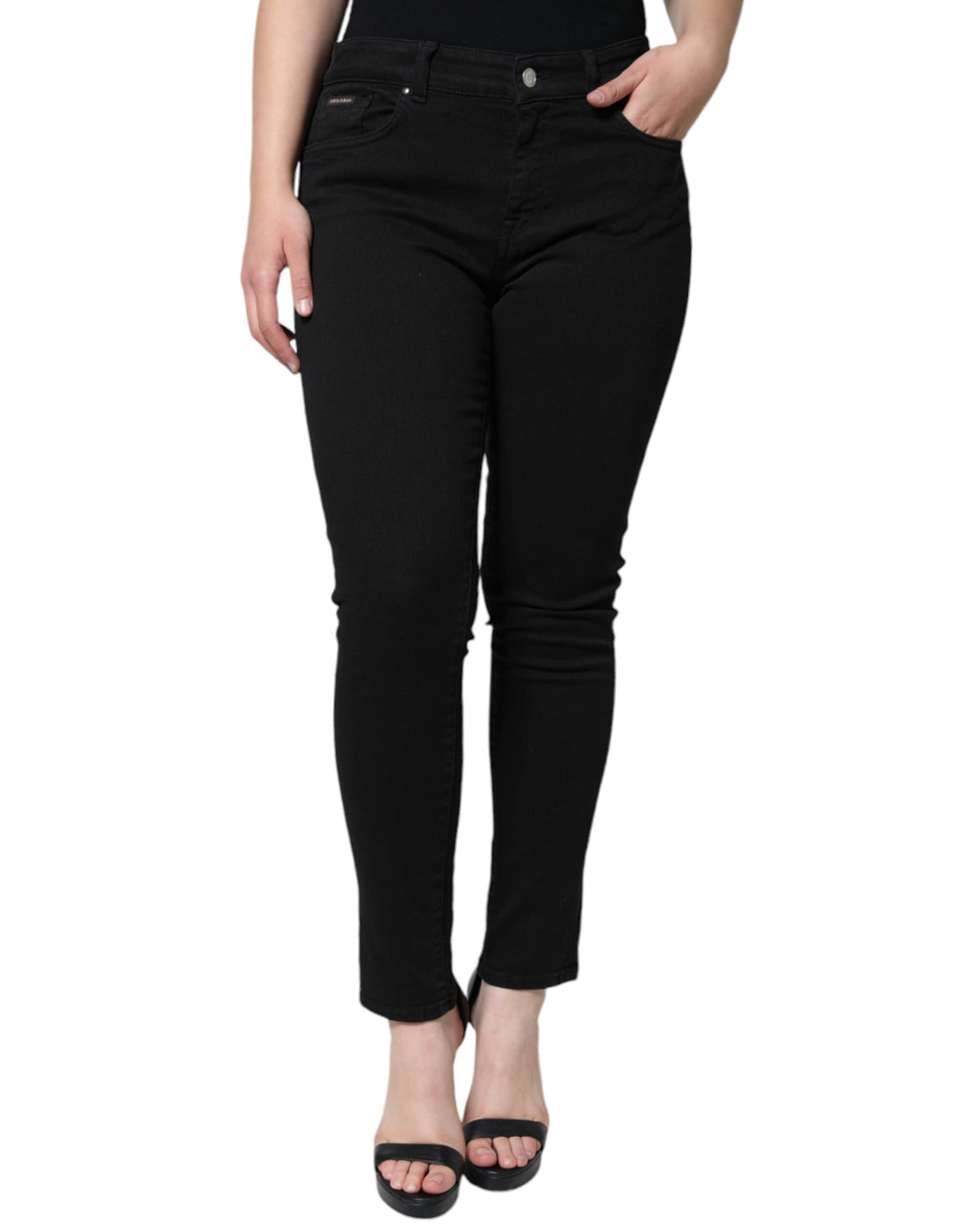 Dolce &amp; Gabbana Black Cotton Mid Waist Skinny Denim Jeans