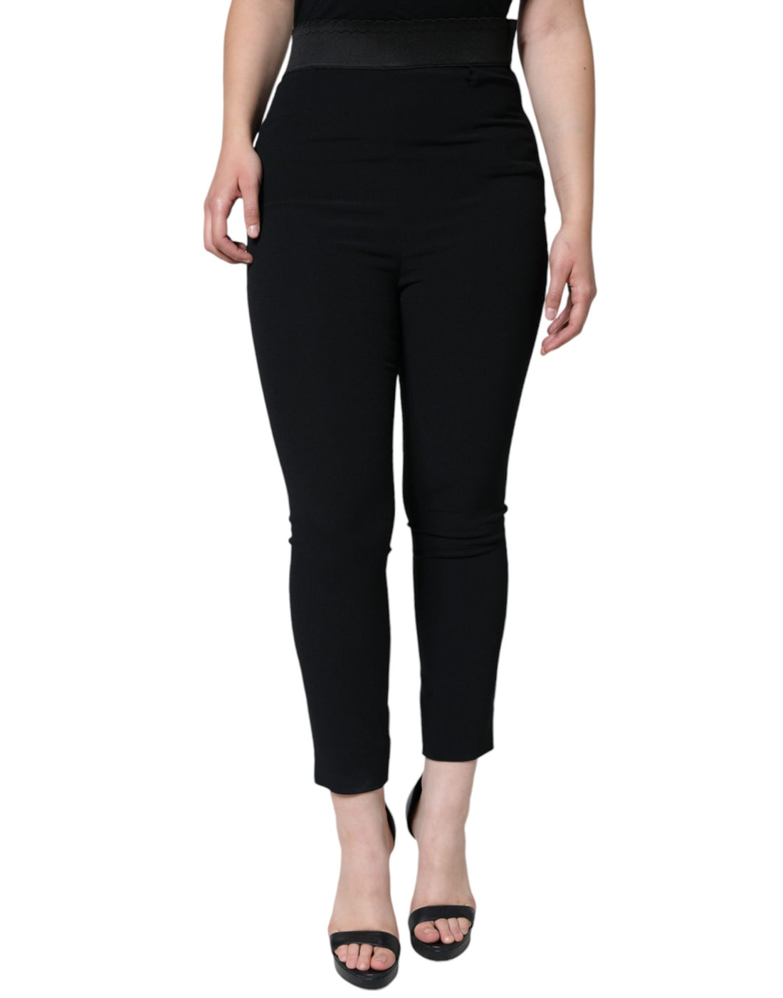 Dolce &amp; Gabbana Black Viscose High Waist Tapered Pants