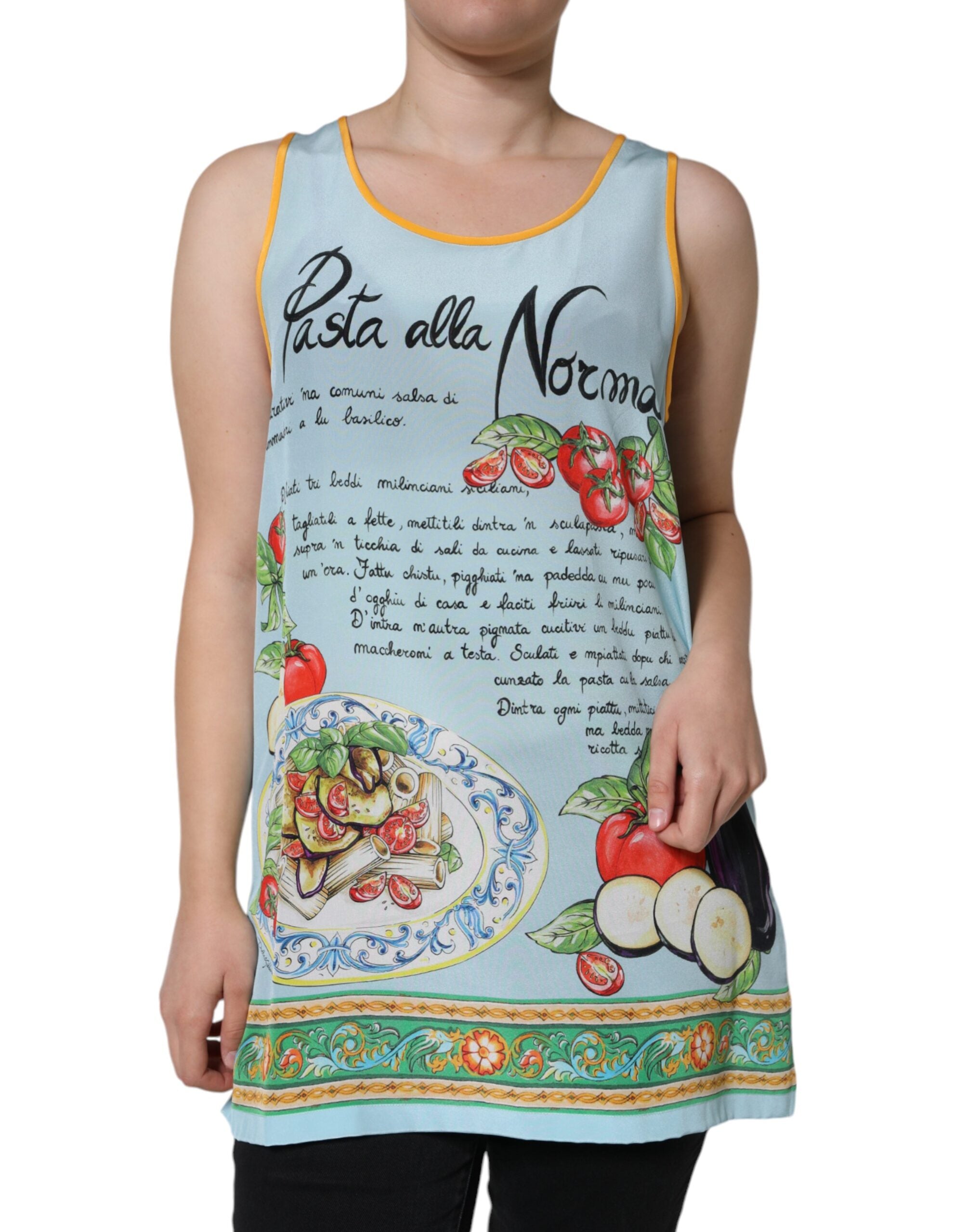 Dolce &amp; Gabbana Multicolor Pasta Alla Norma Print Tank Top