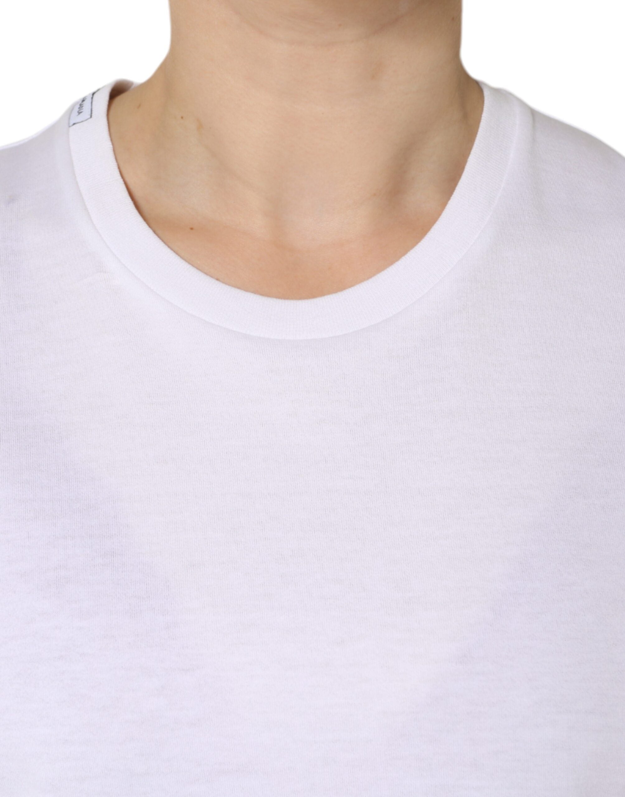 Dolce &amp; Gabbana White Cotton Sleeveless Crew Neck T-shirt