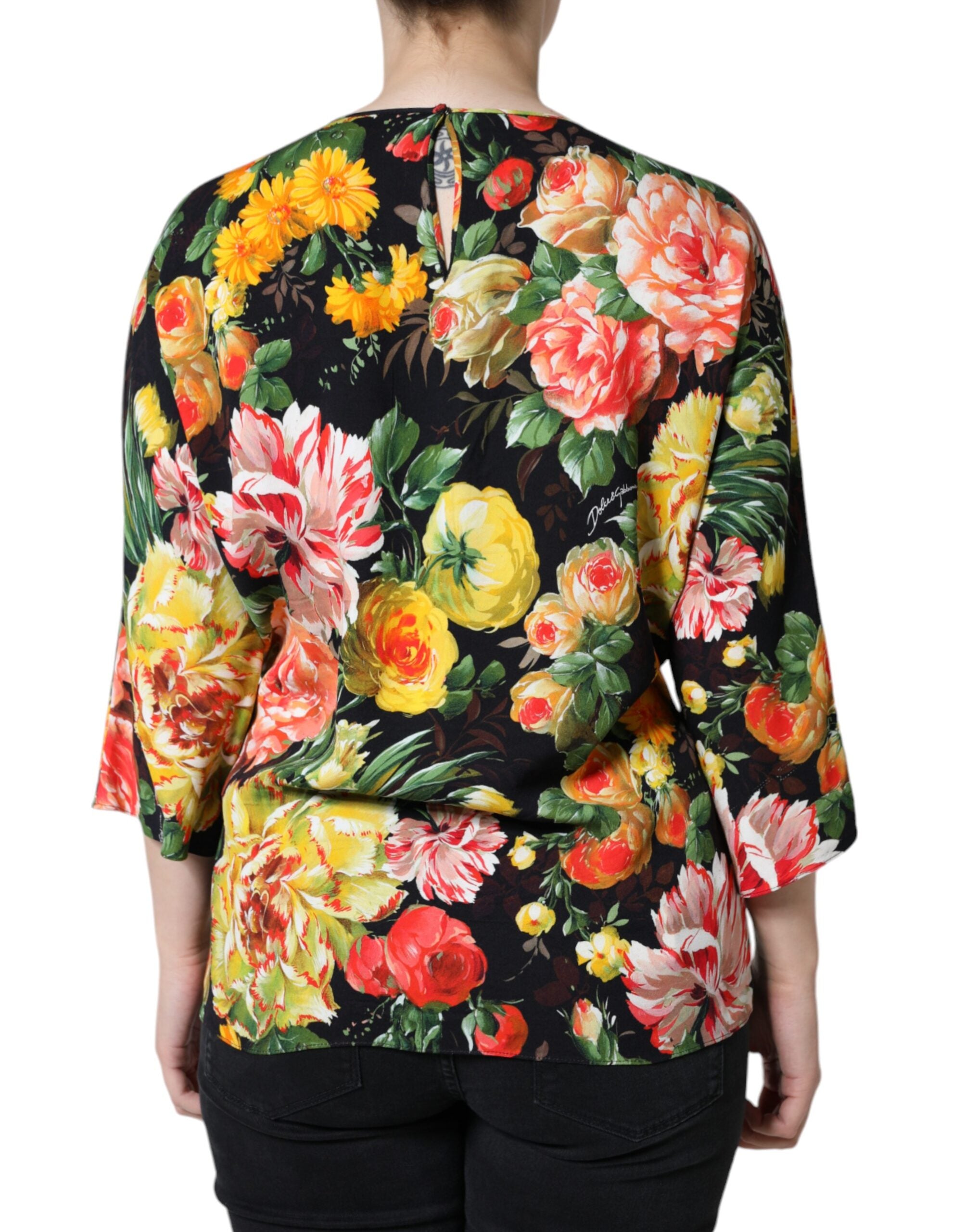 Dolce &amp; Gabbana Multicolor Floral Viscose Round Neck Blouse Top