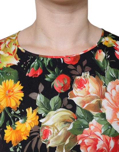 Dolce &amp; Gabbana Multicolor Floral Viscose Round Neck Blouse Top