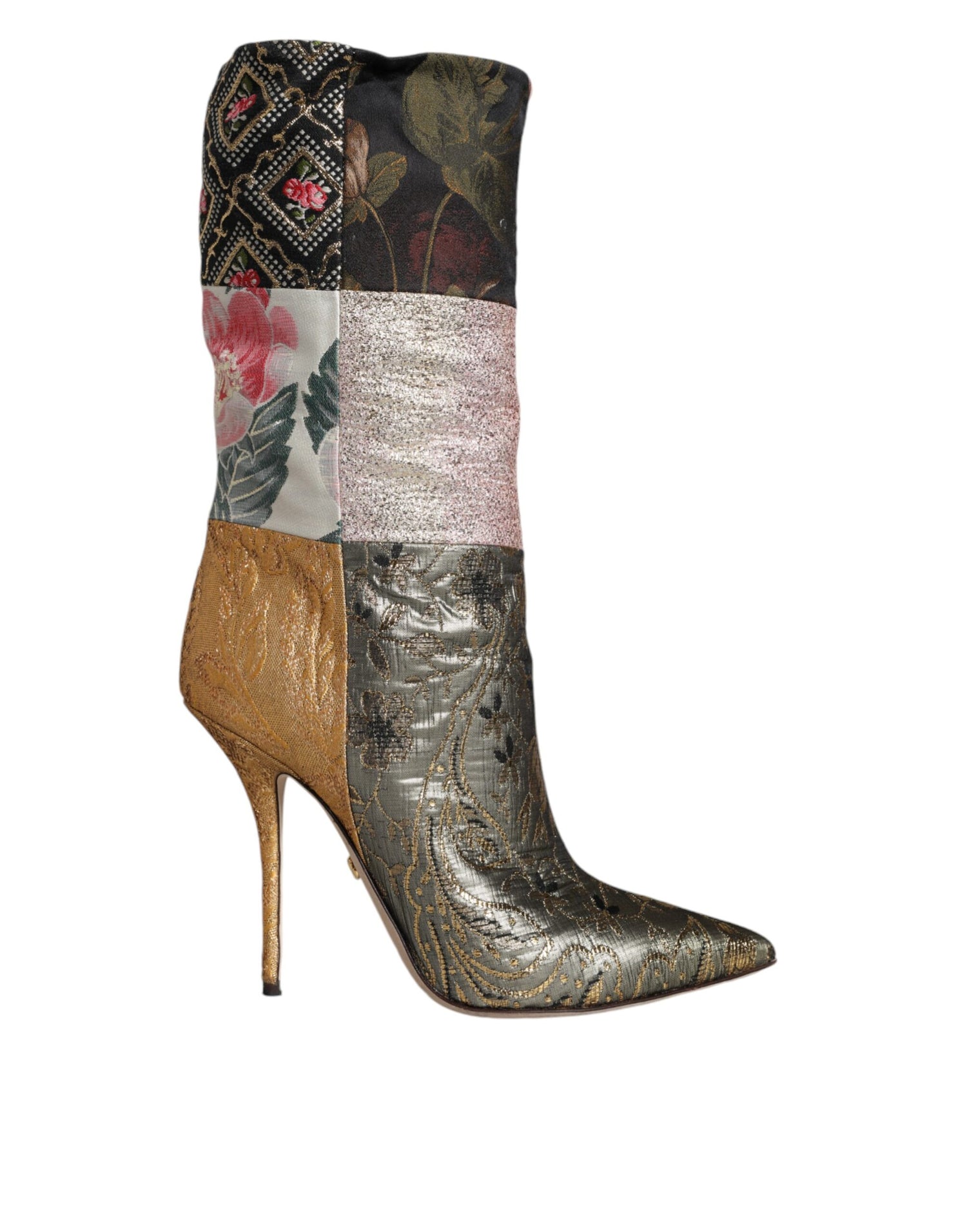 Dolce &amp; Gabbana Multicolor Patchwork Print Heeled Boots Shoes