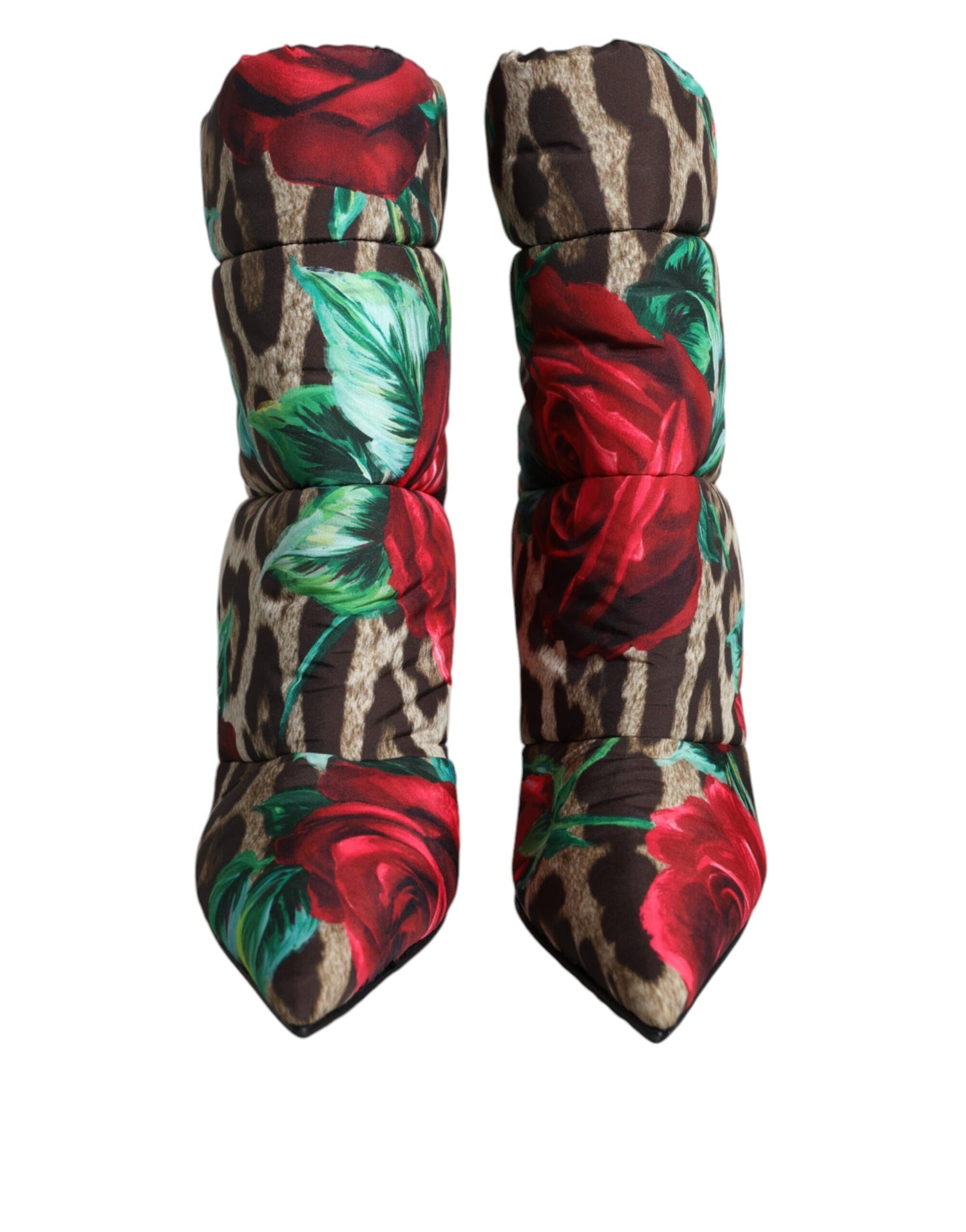 Dolce &amp; Gabbana Multicolor Leopard Rose Mid Calf Boots Shoes