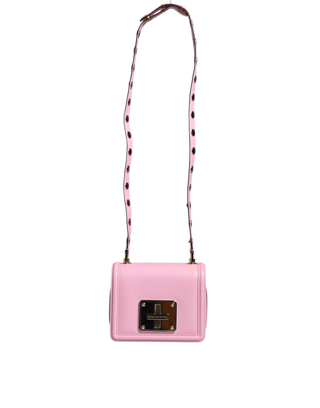 Dolce &amp; Gabbana Baby Pink LOLA Leather Studded Crossbody Strap Bag