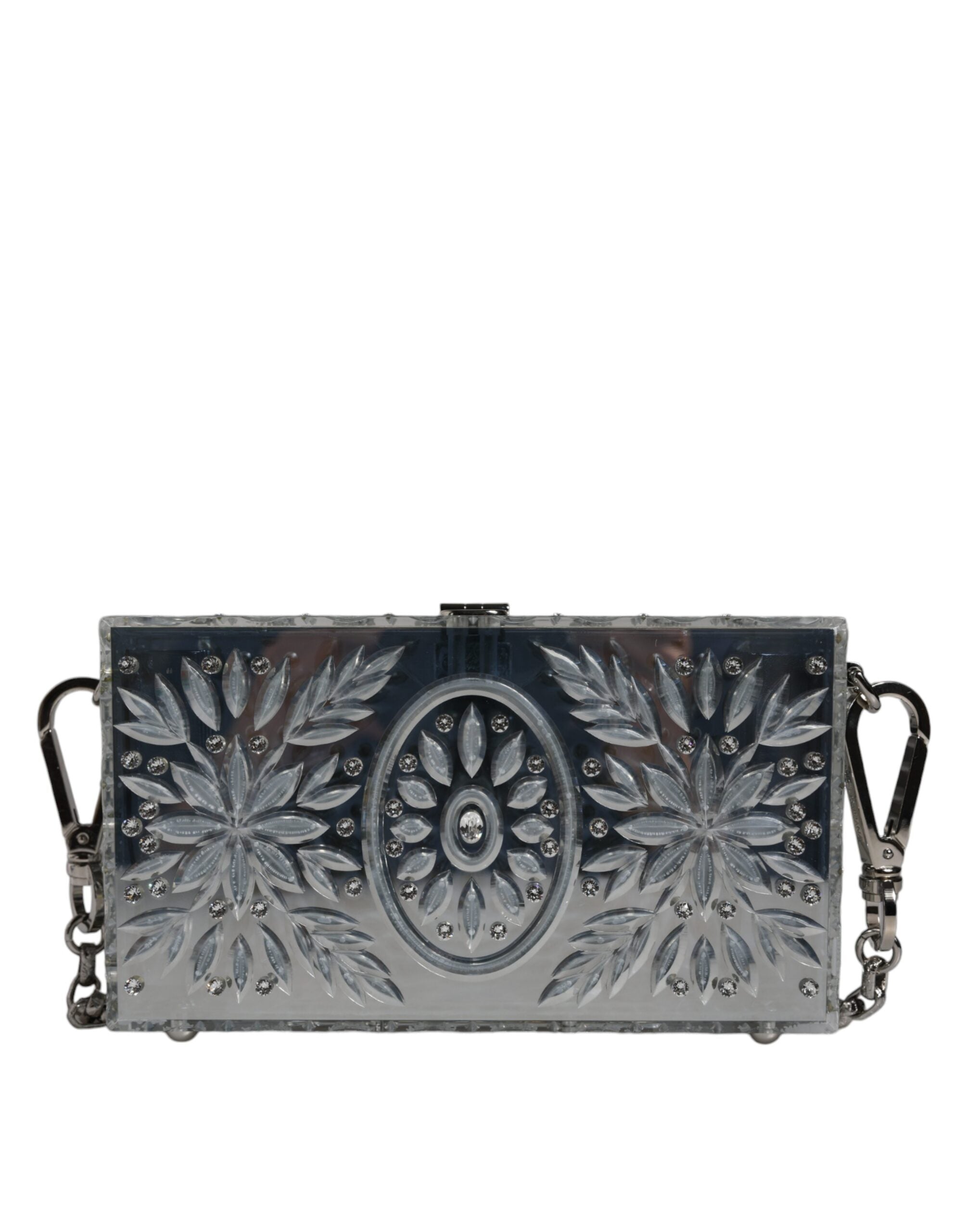 Dolce &amp; Gabbana Silver Plexiglass Clutch Mini Evening Purse Bag