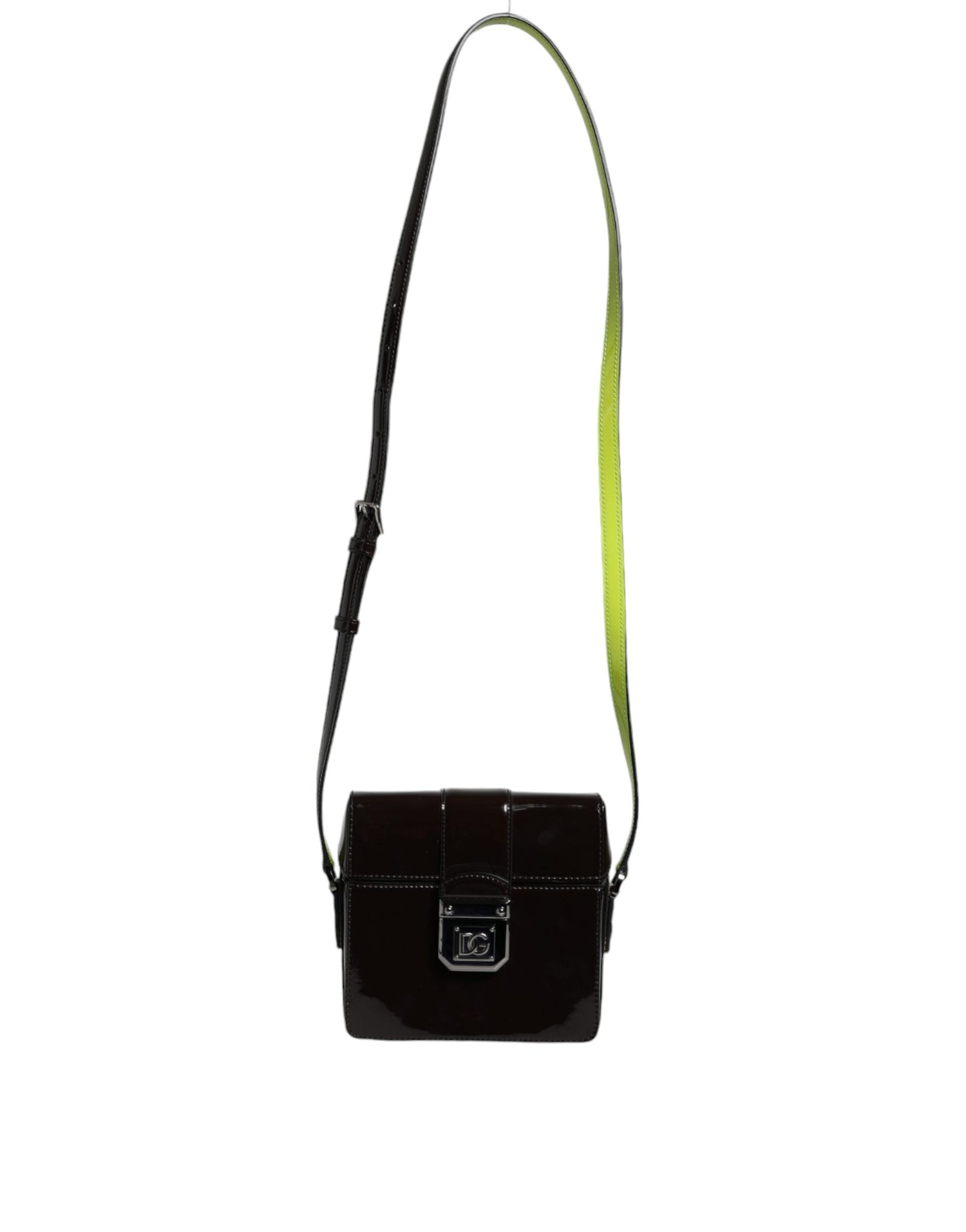 Dolce &amp; Gabbana Black Glossy Leather Crossbody Shoulder Bag