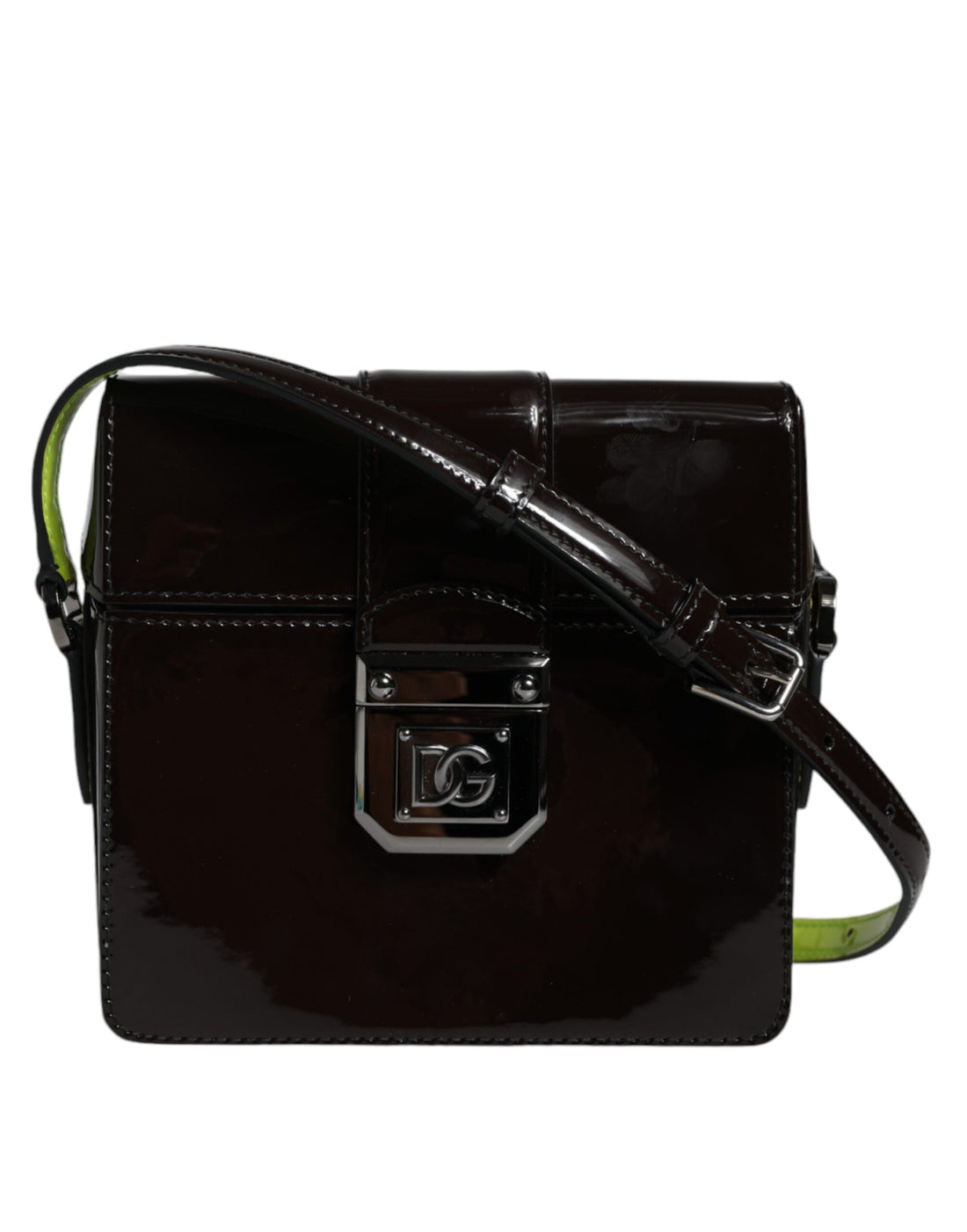 Dolce &amp; Gabbana Black Glossy Leather Crossbody Shoulder Bag