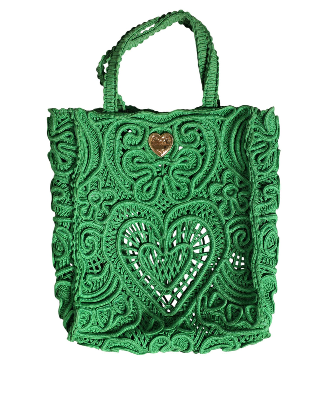 Dolce &amp; Gabbana Green Small Cordonetto Lace Beatrice Tote Bag