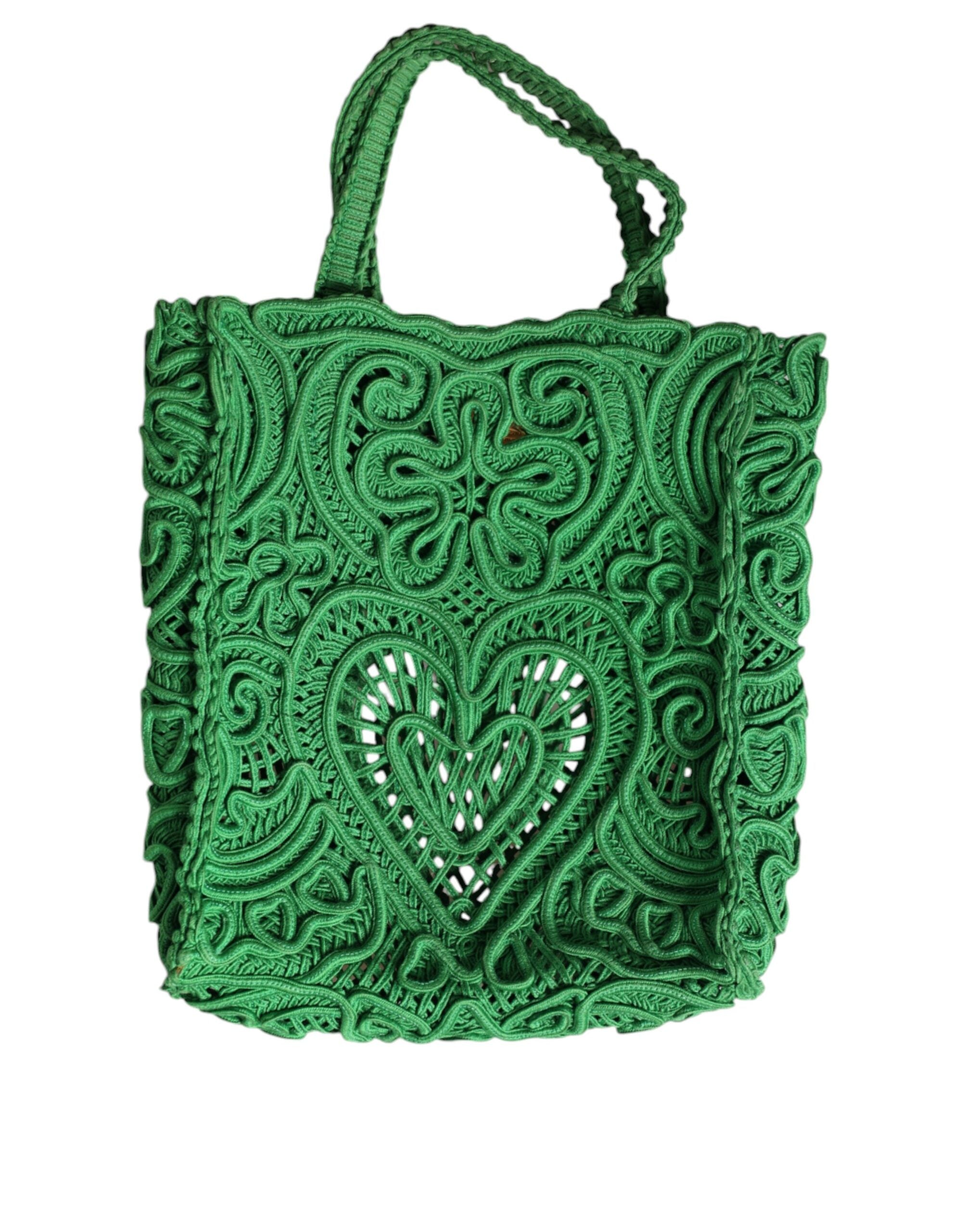 Dolce &amp; Gabbana Green Small Cordonetto Lace Beatrice Tote Bag