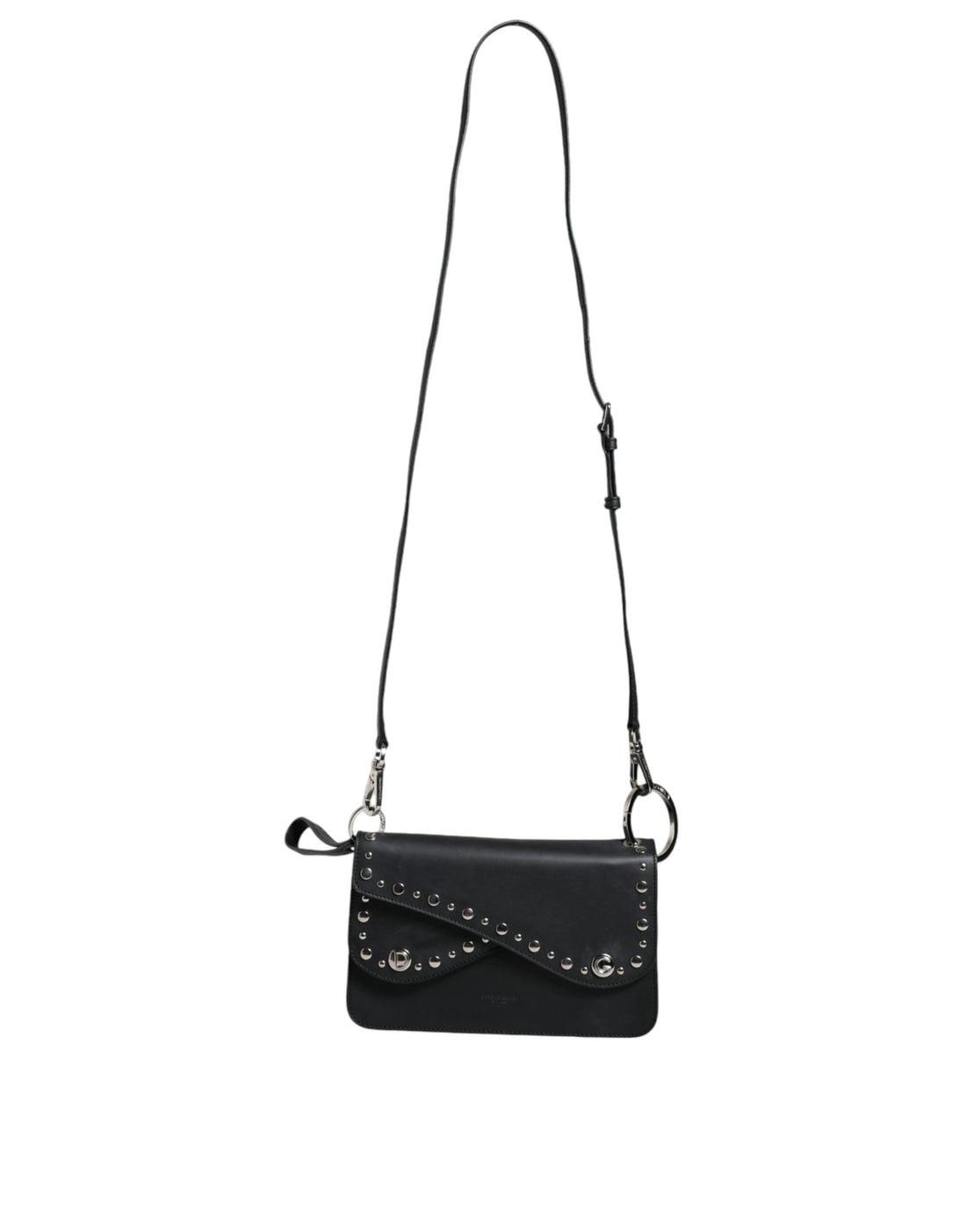 Dolce &amp; Gabbana Black Small Leather Studded Shoulder Crossbody Bag