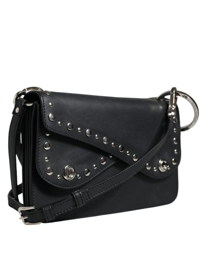 Dolce &amp; Gabbana Black Small Leather Studded Shoulder Crossbody Bag