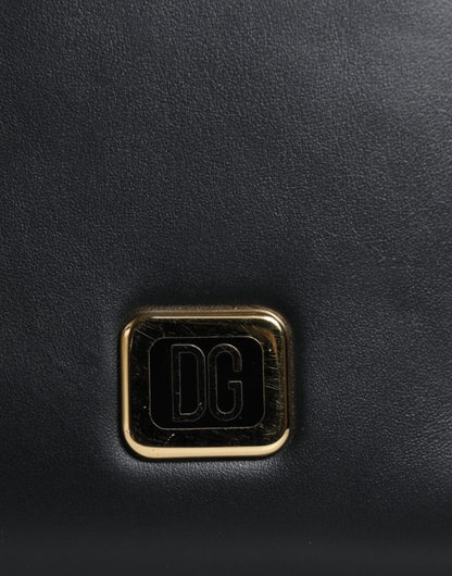 Dolce &amp; Gabbana Black Leather Logo Plaque Neck Strap Card Coin Wallet