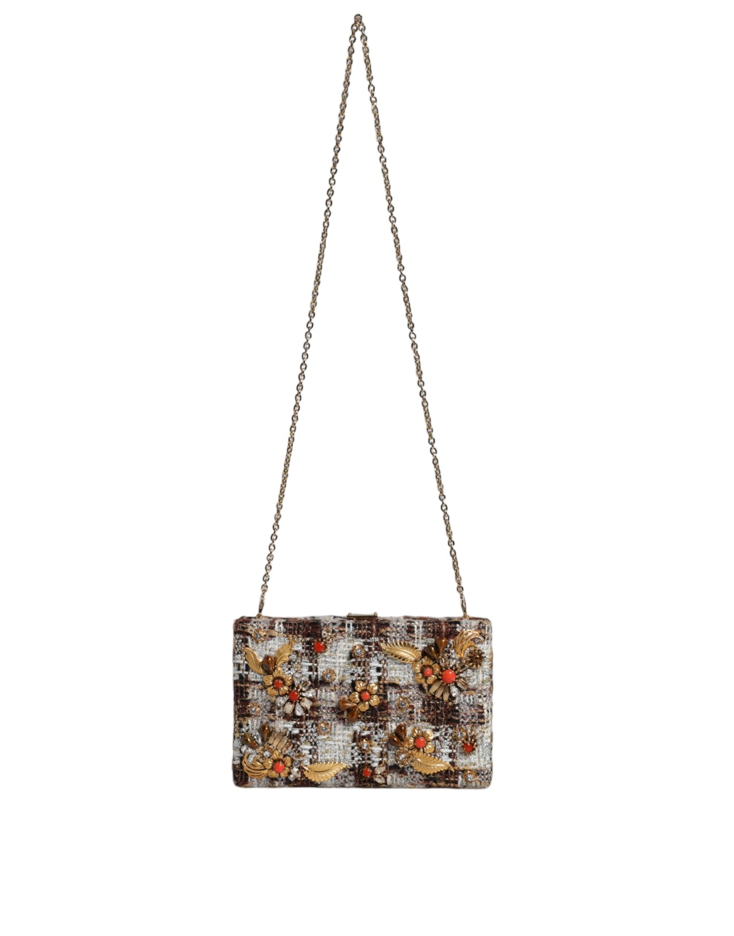 Dolce &amp; Gabbana Multicolor Tweed Floral Clutch Crossbody Bag