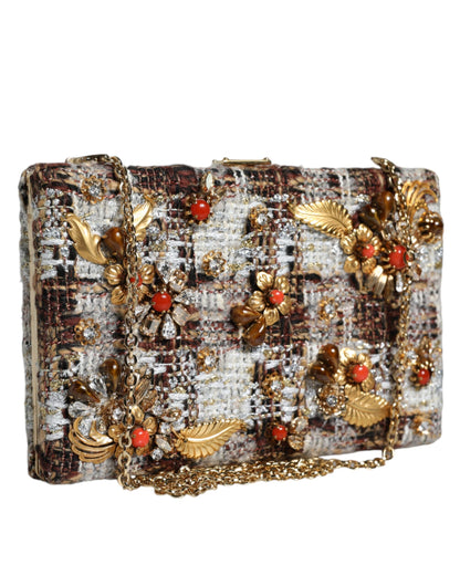 Dolce &amp; Gabbana Multicolor Tweed Floral Clutch Crossbody Bag