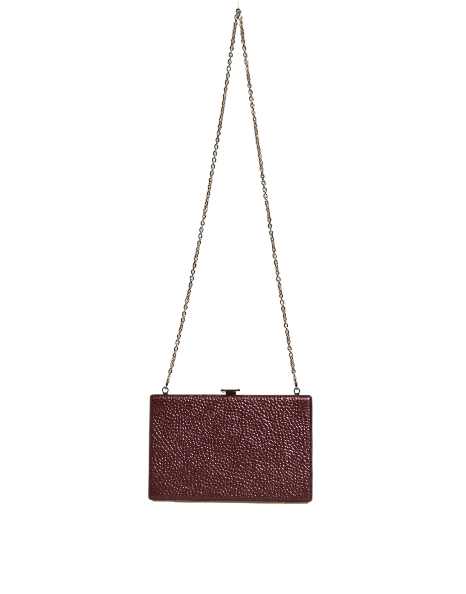 Dolce &amp; Gabbana Maroon Leather Clutch Evening Crossbody Bag