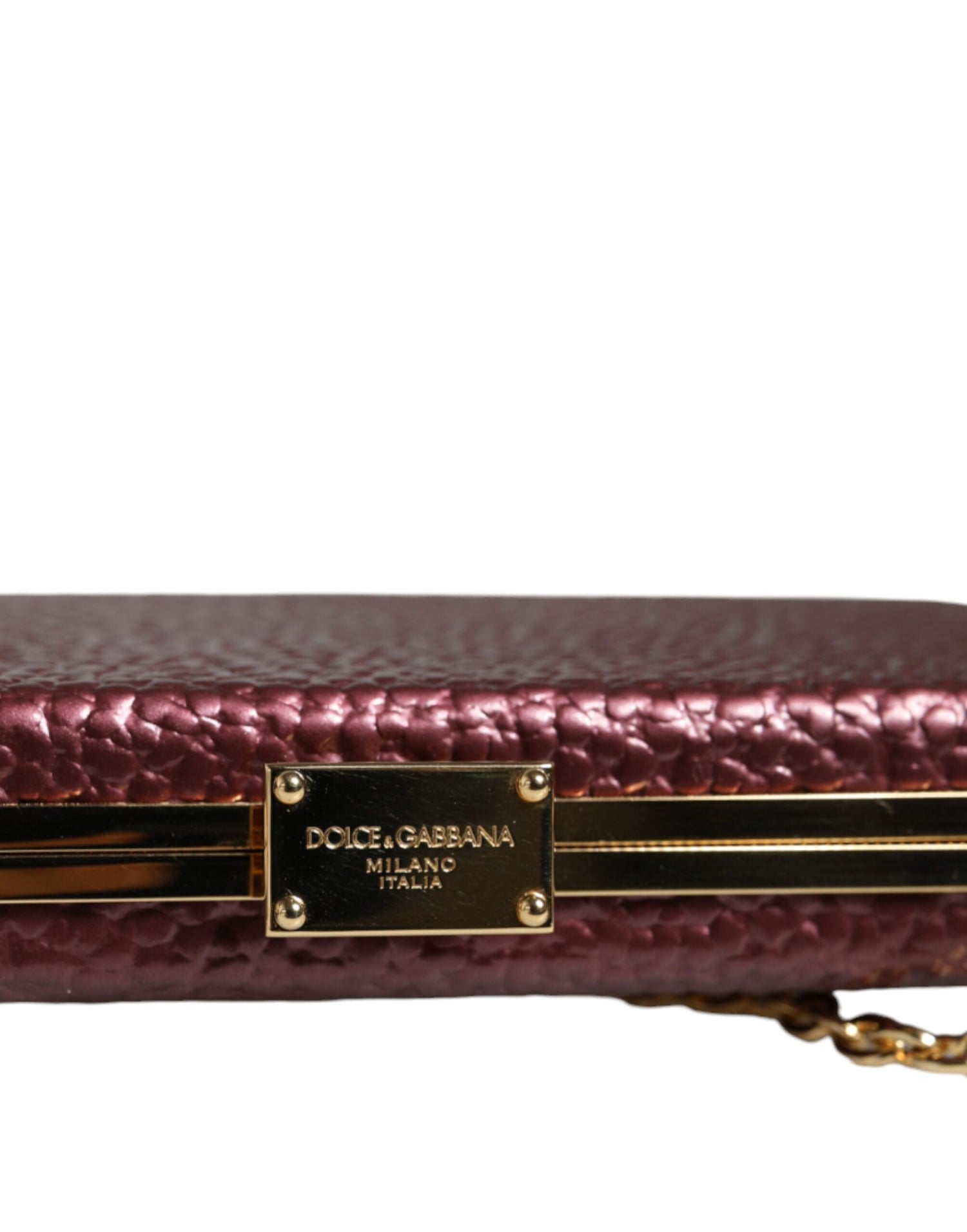 Dolce &amp; Gabbana Maroon Leather Clutch Evening Crossbody Bag