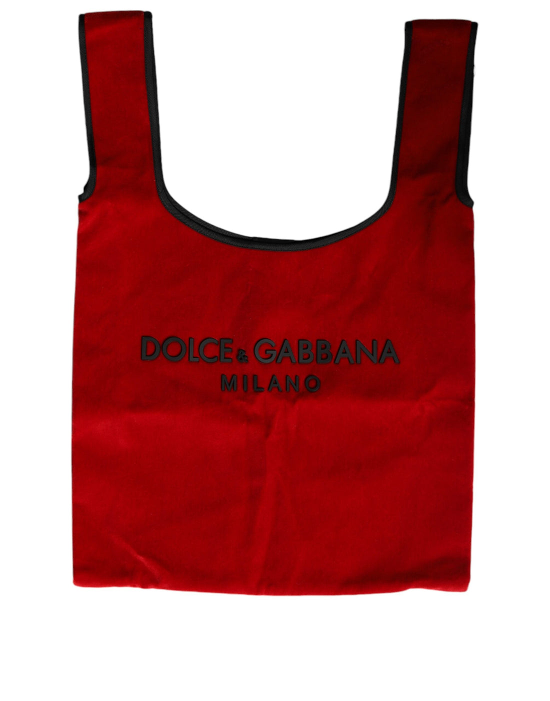 Dolce &amp; Gabbana Red Cotton Velvet Logo Shopping Tote MARKET Bag