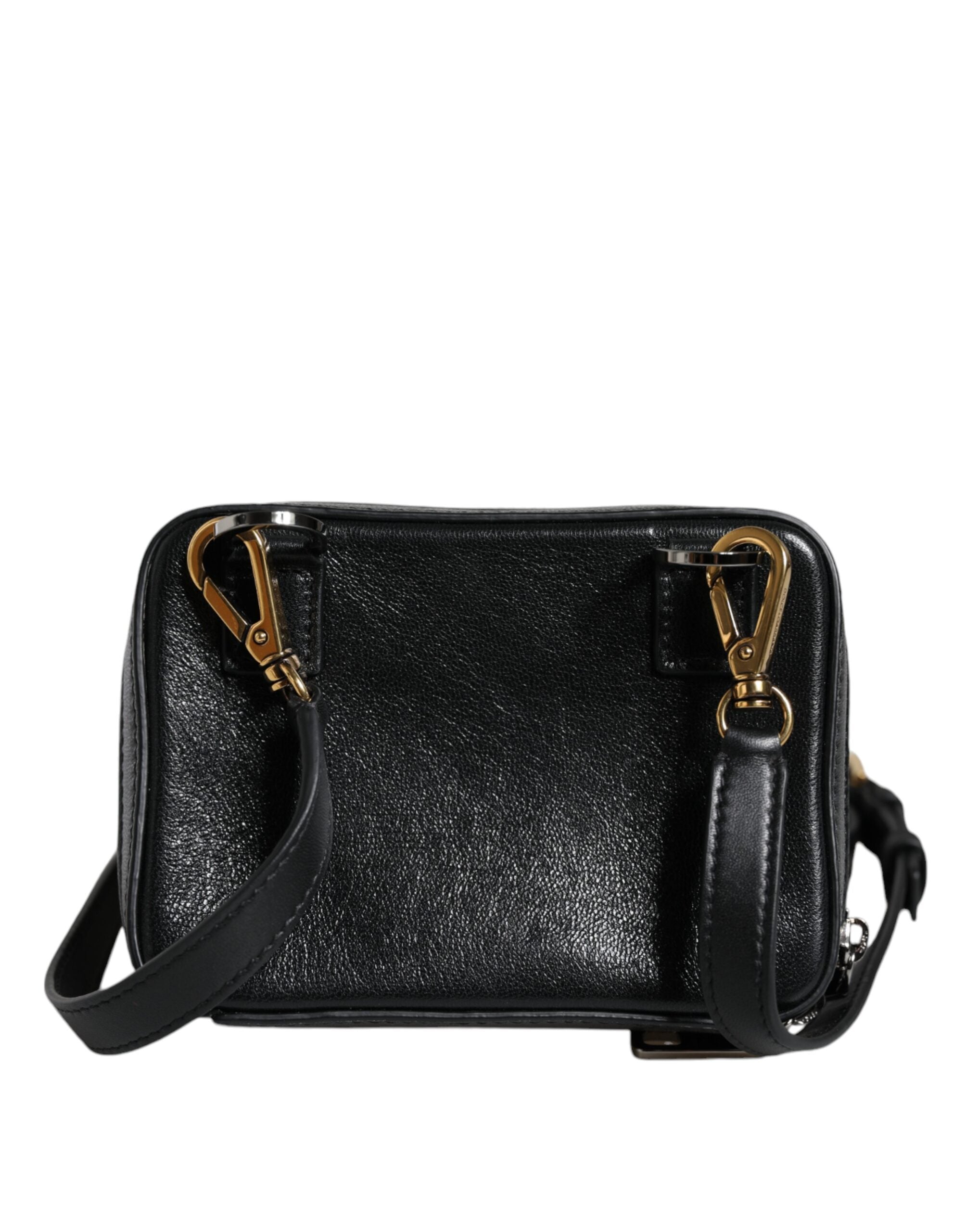 Dolce &amp; Gabbana Black Leather LED Logo Shoulder Crossbody Bag