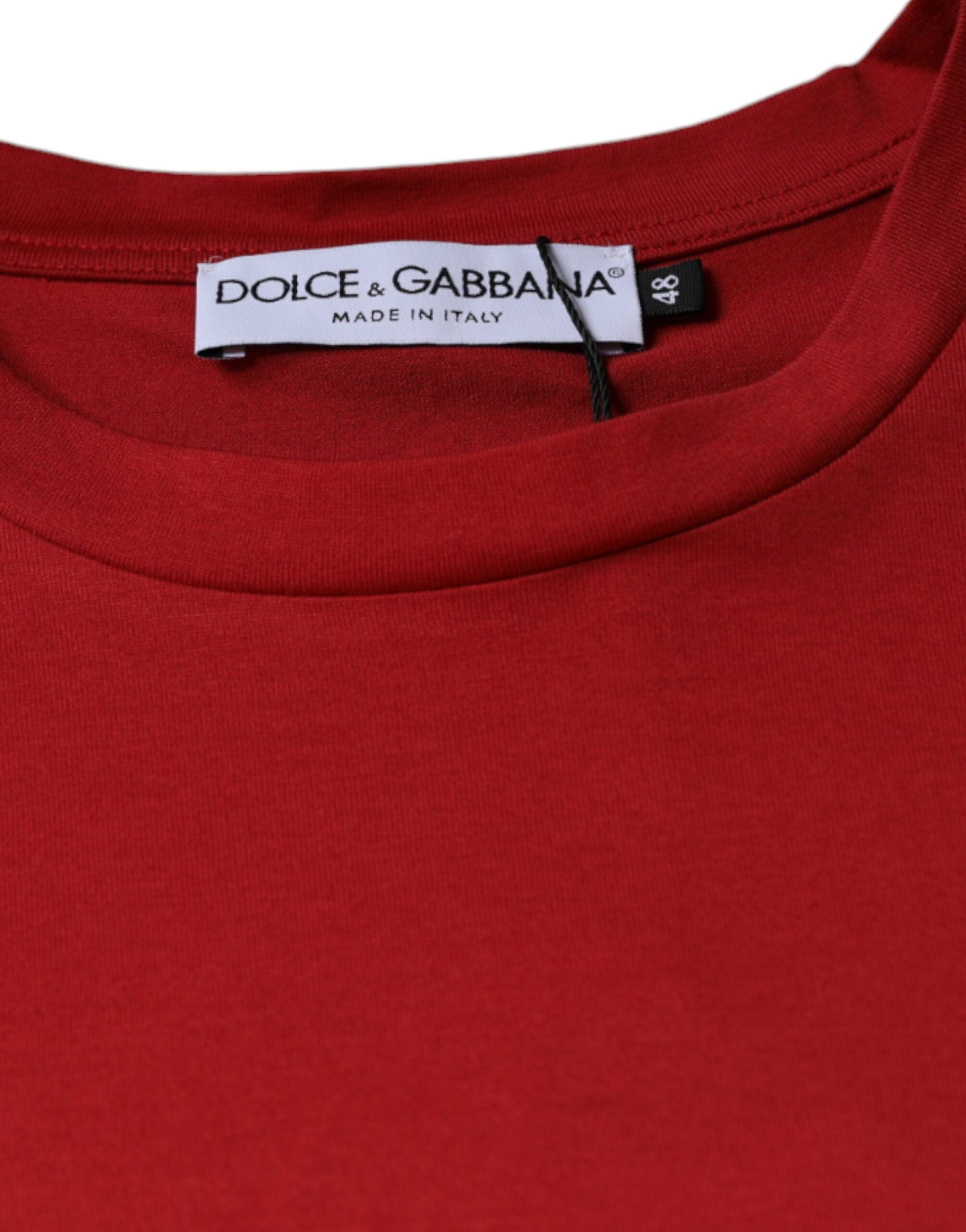 Dolce &amp; Gabbana Red Cotton DG Logo Print Crew Neck T-shirt