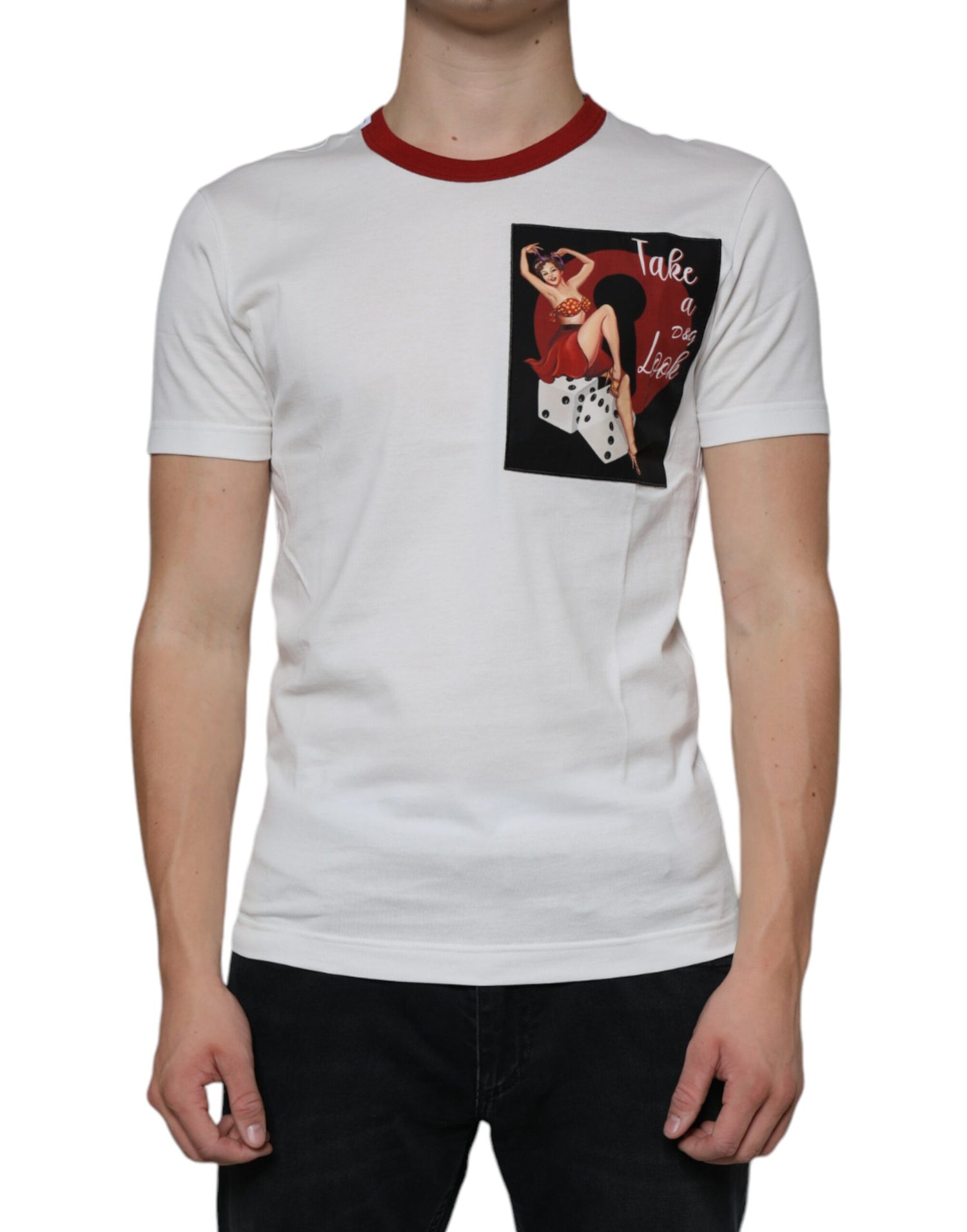 Dolce &amp; Gabbana White Graphic Print Cotton Crew Neck T-shirt