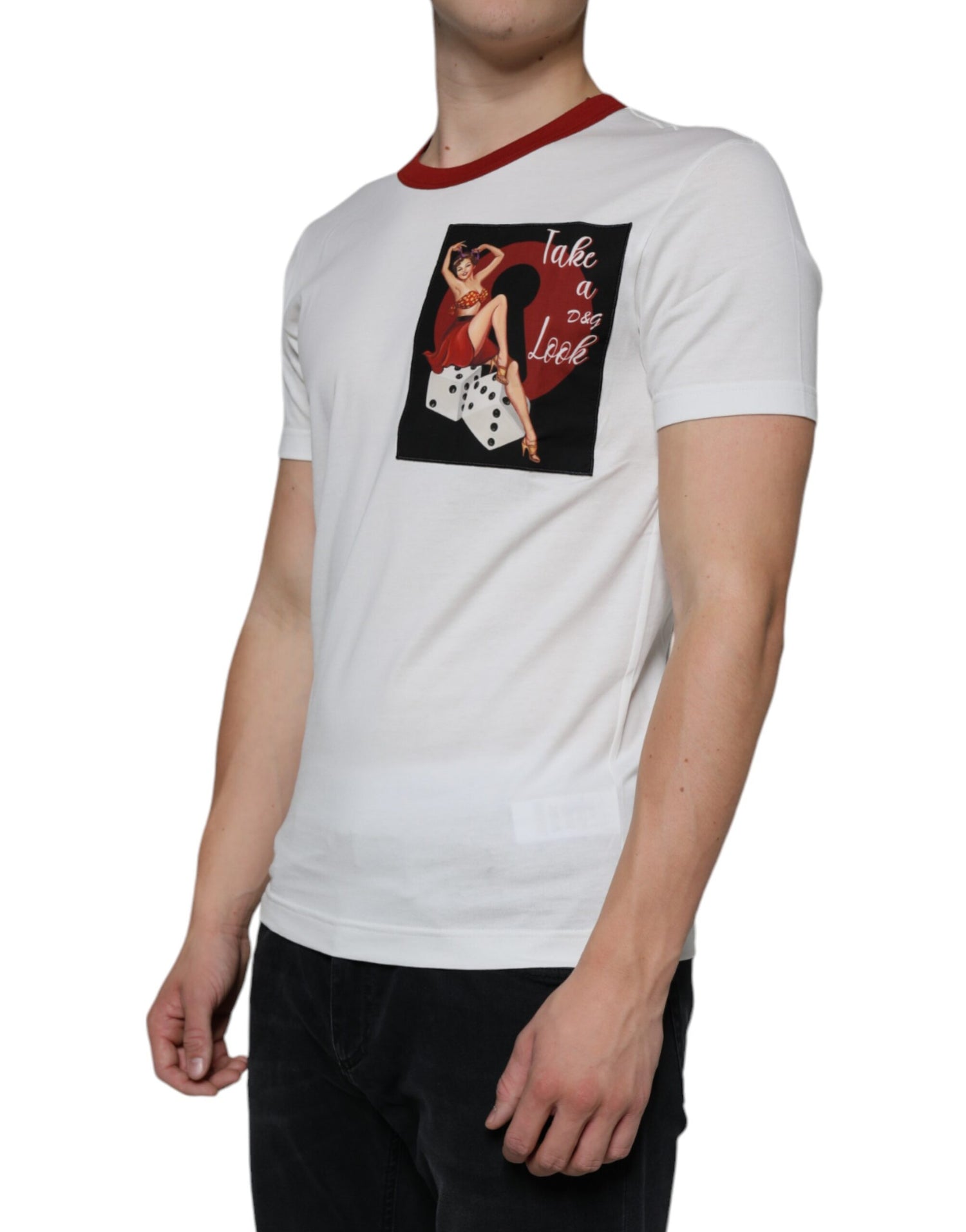 Dolce &amp; Gabbana White Graphic Print Cotton Crew Neck T-shirt