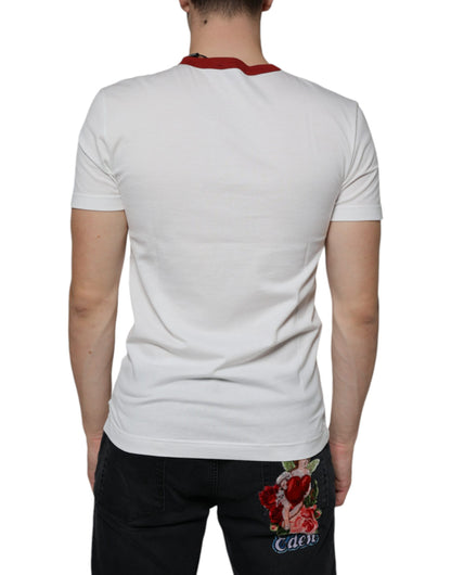 Dolce &amp; Gabbana White Graphic Print Cotton Crew Neck T-shirt