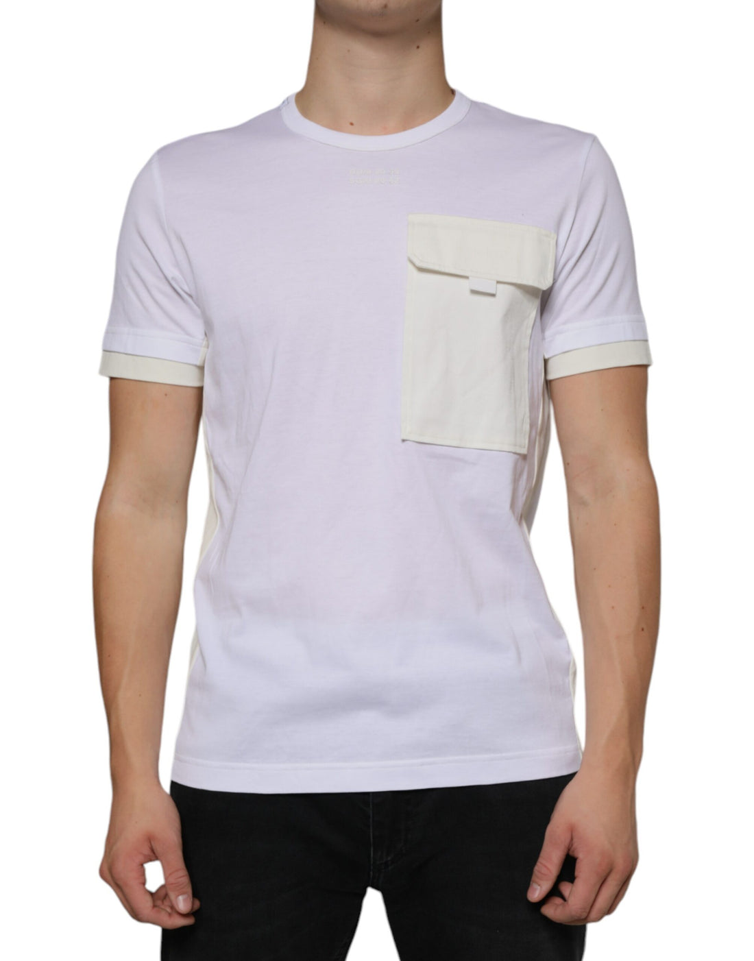 Dolce &amp; Gabbana White Cotton Pocket Short Sleeves T-shirt