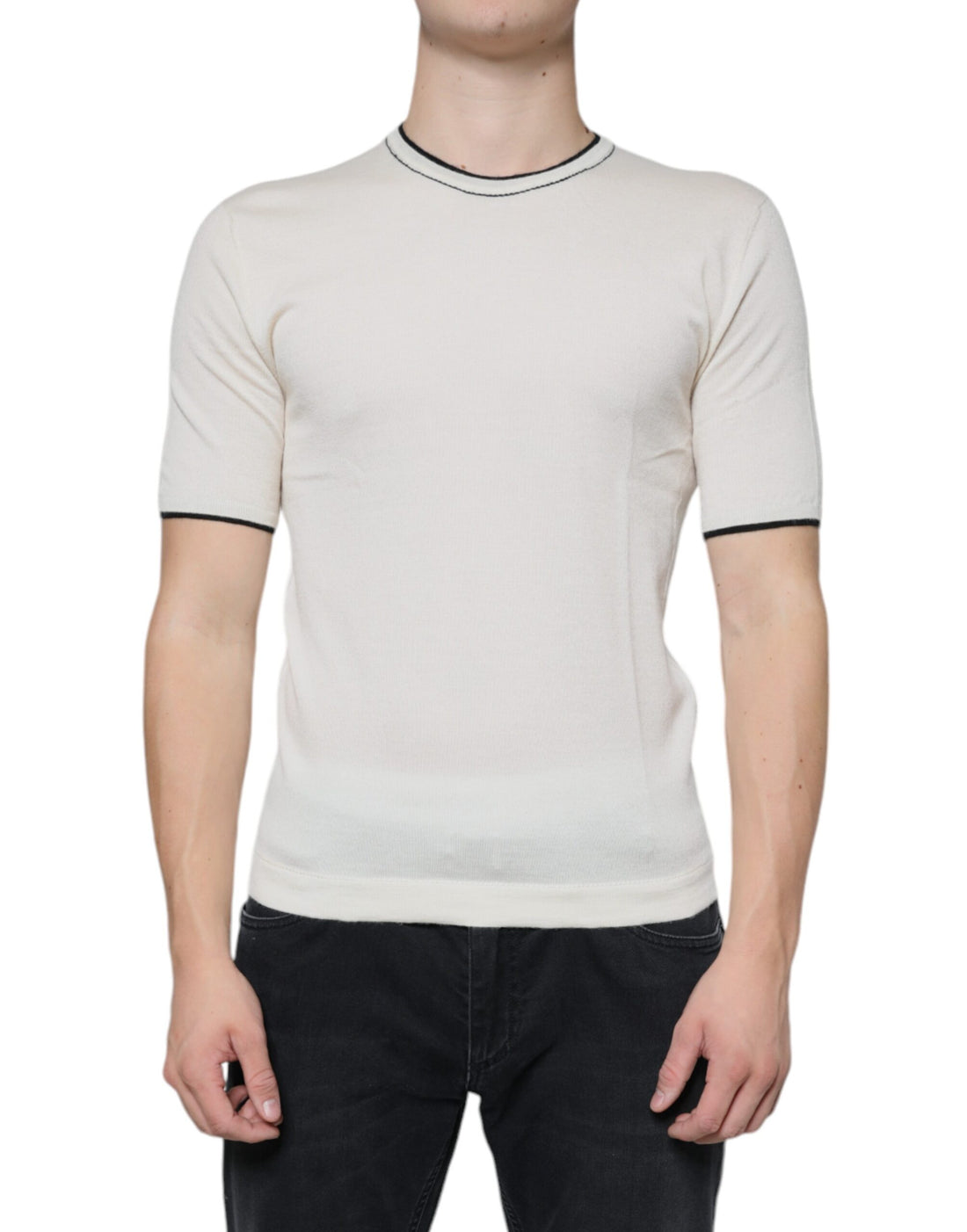 Dolce &amp; Gabbana Off White Cashmere Short Sleeves T-shirt