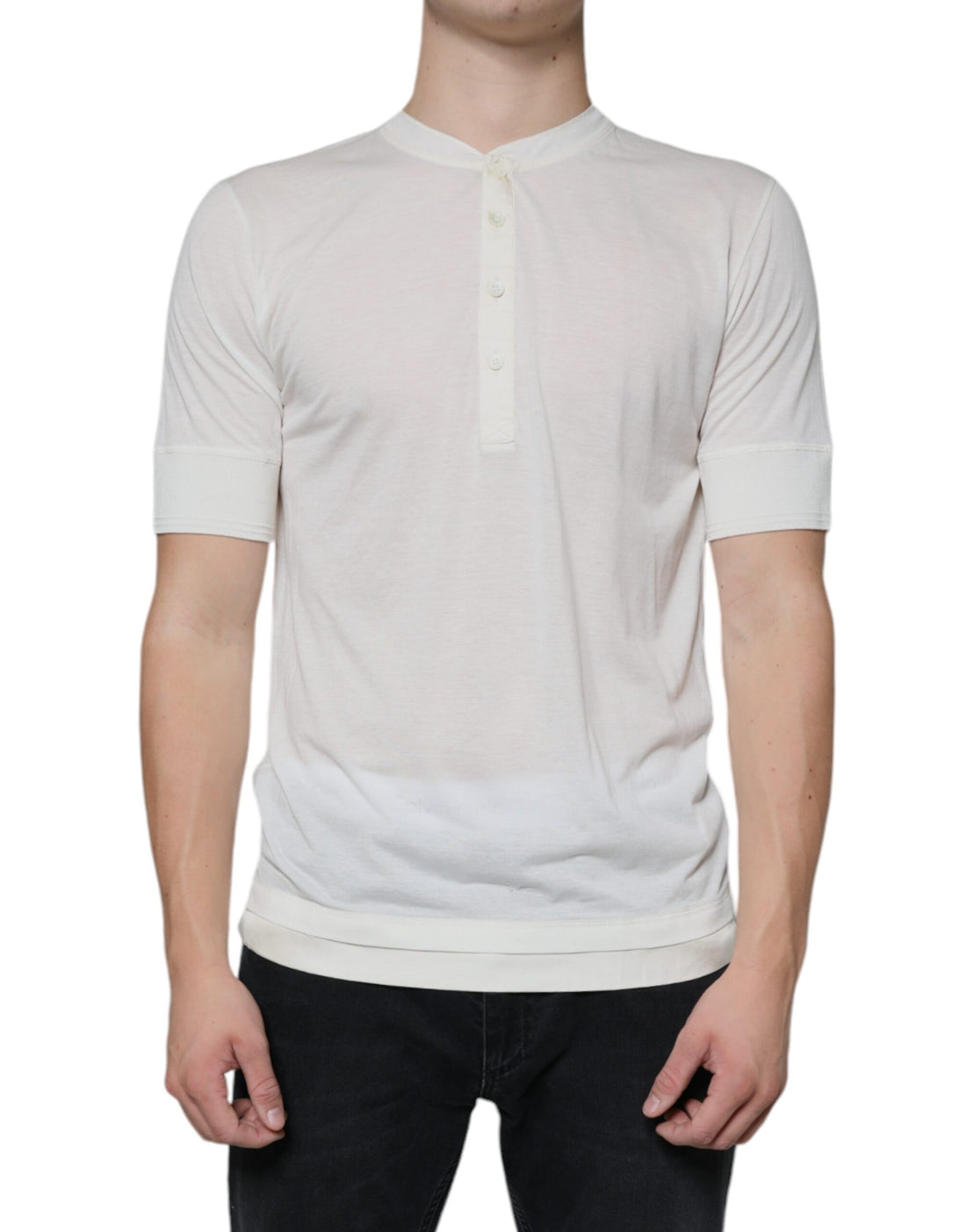 Dolce &amp; Gabbana Off White Cotton Short Sleeves T-shirt