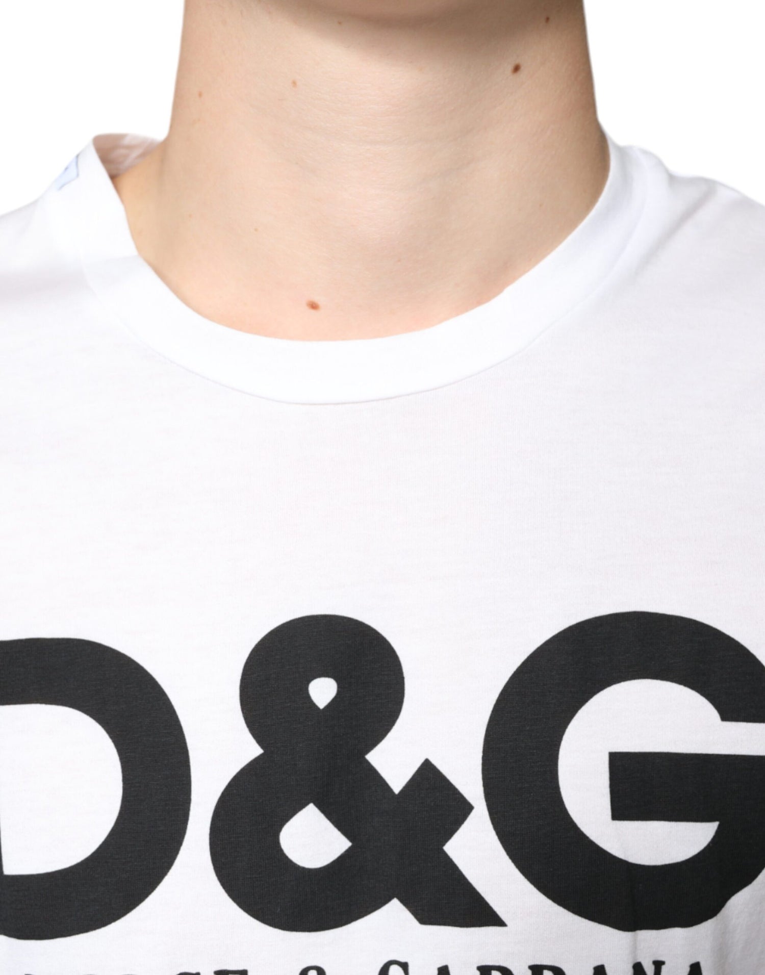 Dolce &amp; Gabbana White Cotton DG Logo Print Casual T-shirt