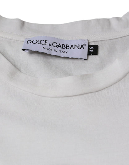 Dolce &amp; Gabbana White Cotton DG Logo Print Casual T-shirt