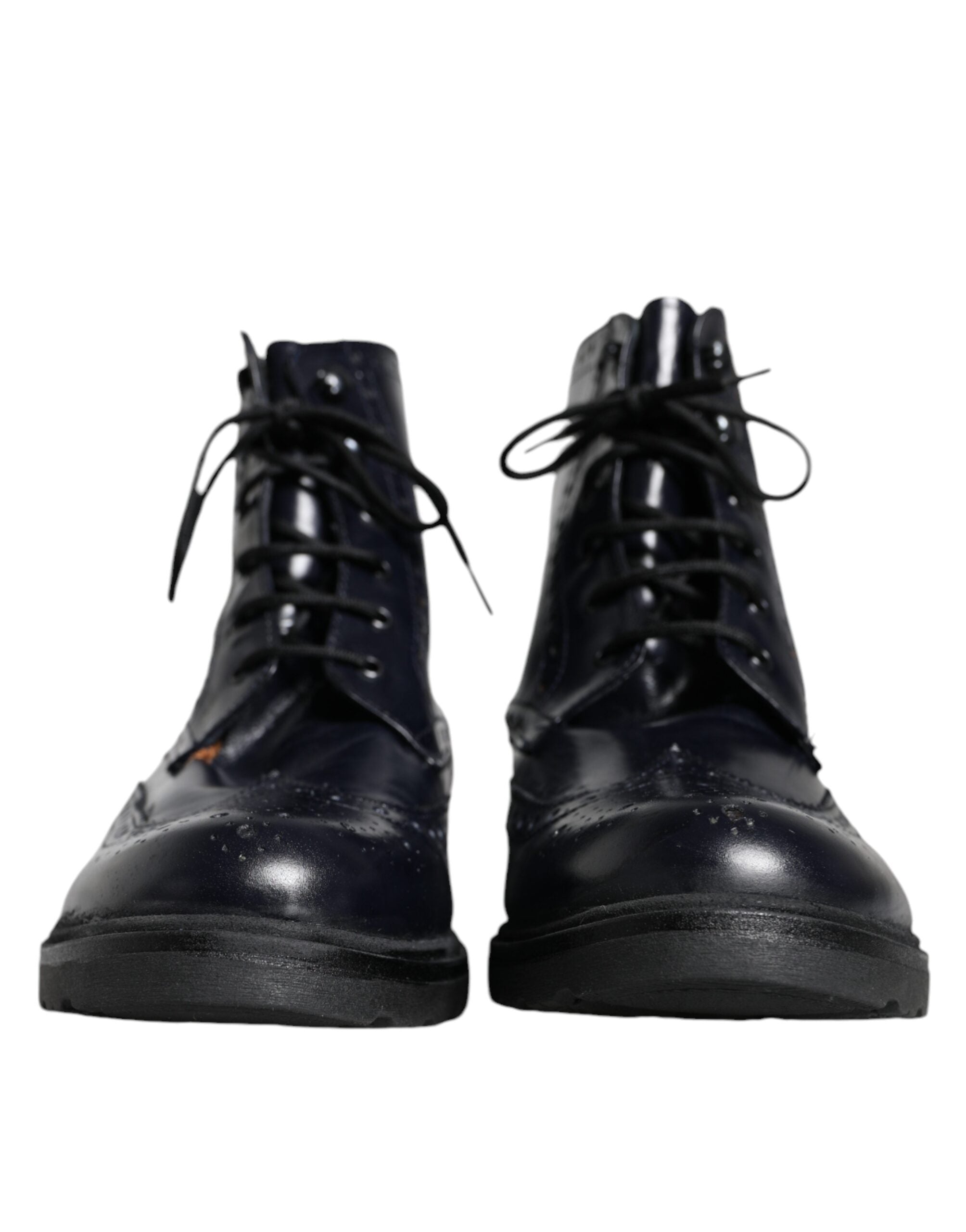 Made in Italy Black Leather Lace Up Mid Calf Boots Shoes