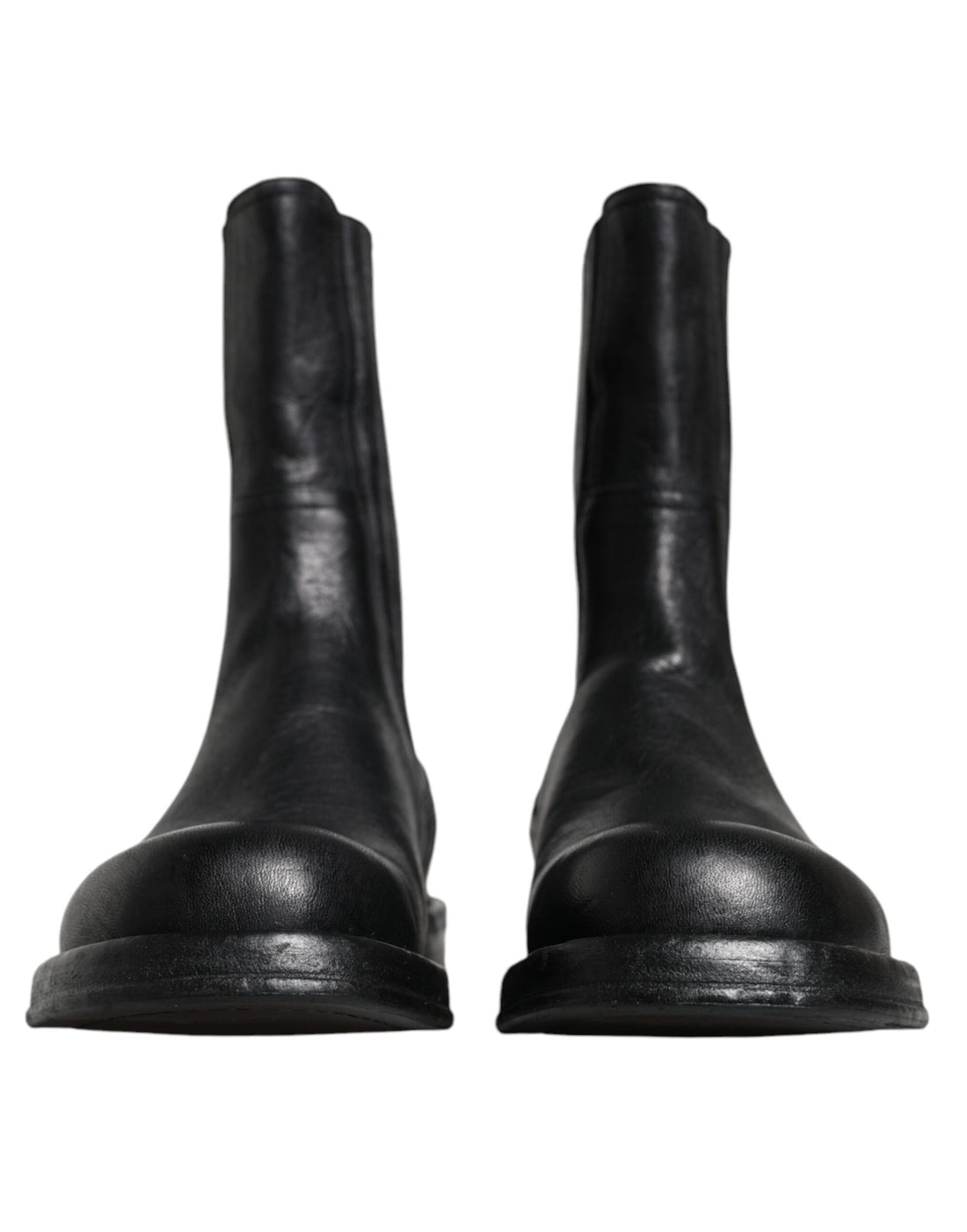 Dolce &amp; Gabbana Black Horse Leather Mid Calf Boots Shoes