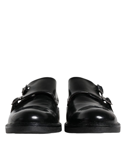 Daniele Alessandrini Black Leather Monk Strap Dress Formal Shoes