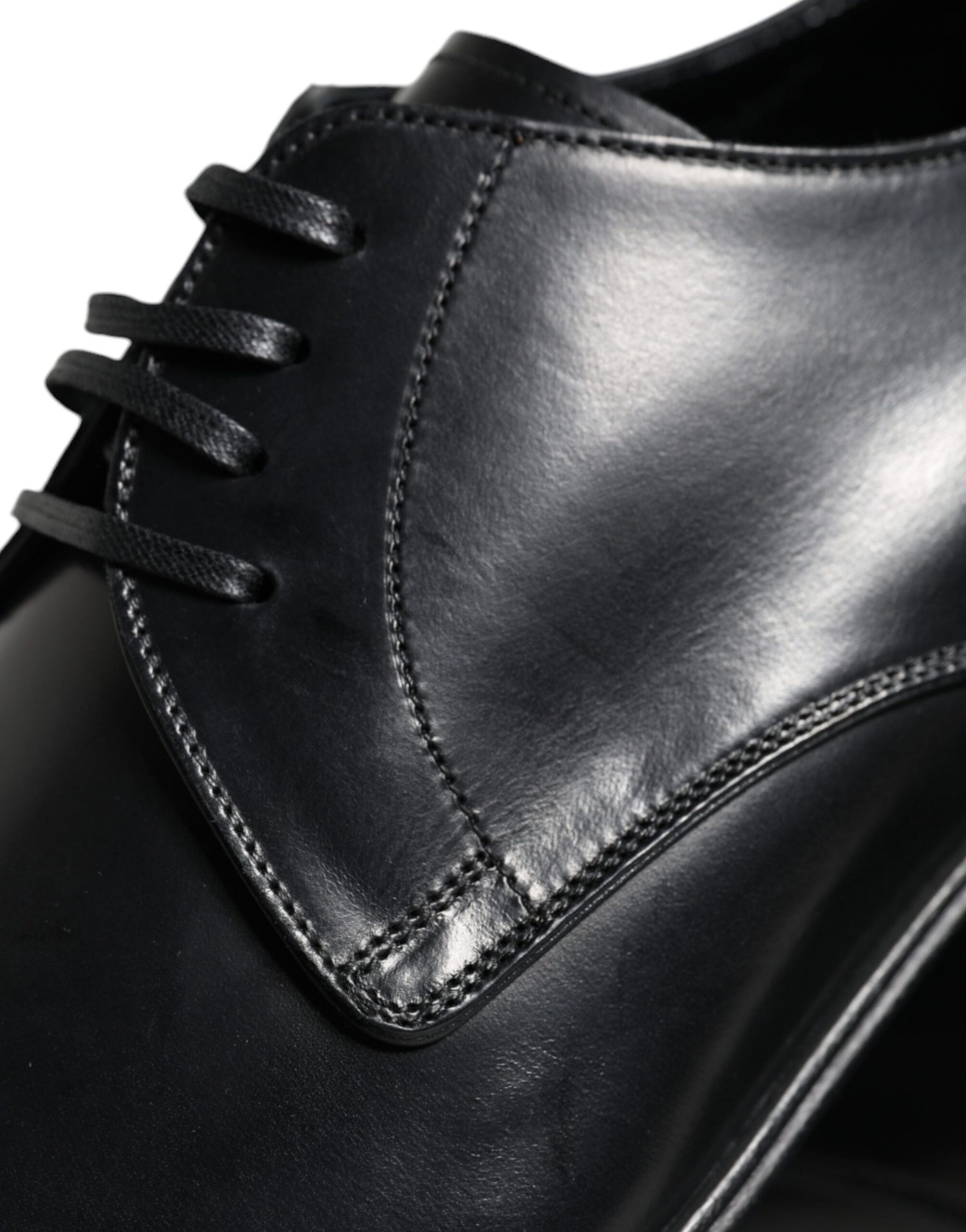 Dolce &amp; Gabbana Black Leather Derby Formal Dress Shoes